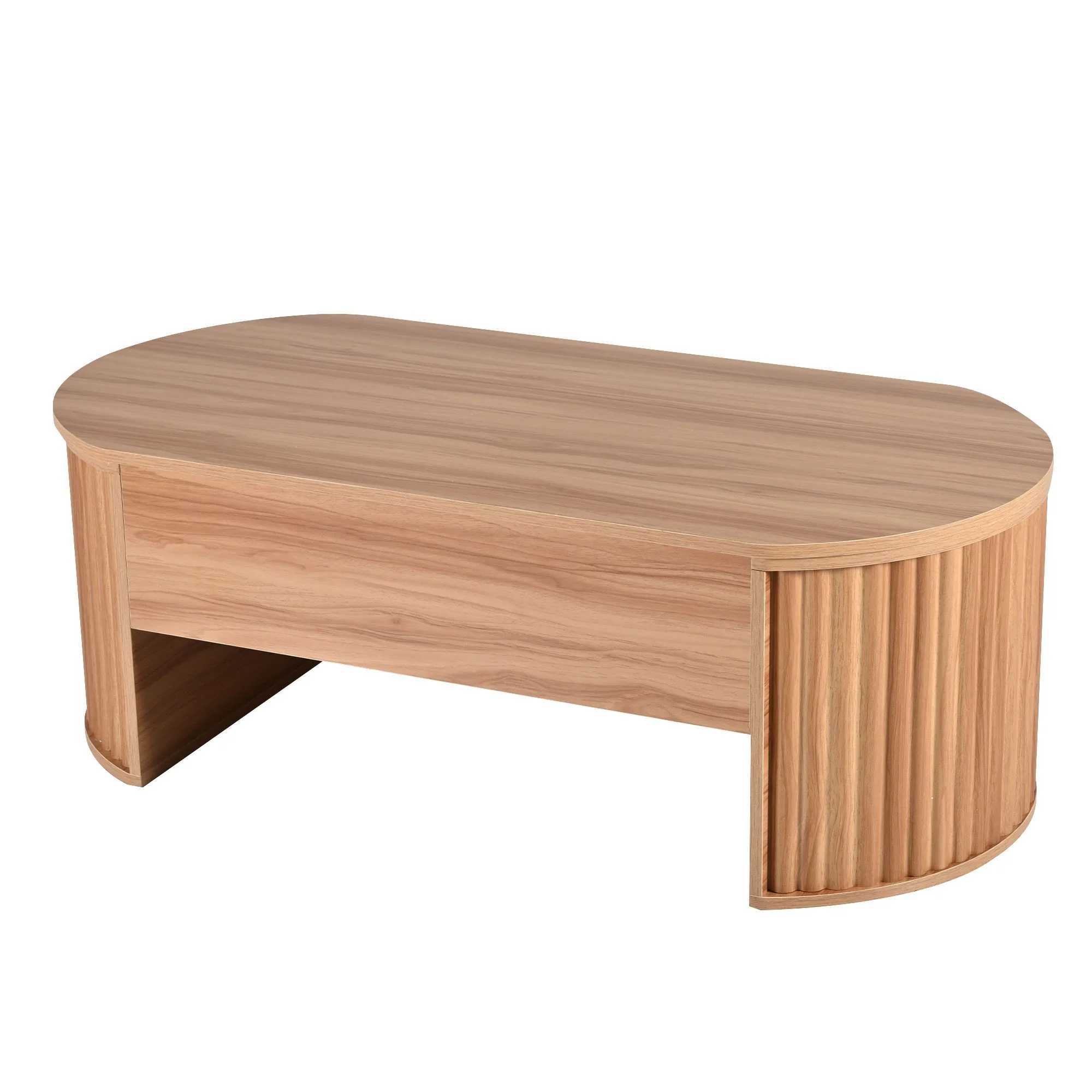 Lift Top Coffee Table With Hidden Compartment, Modern Oval Lift Tabletop For Home Living Room - Image 2