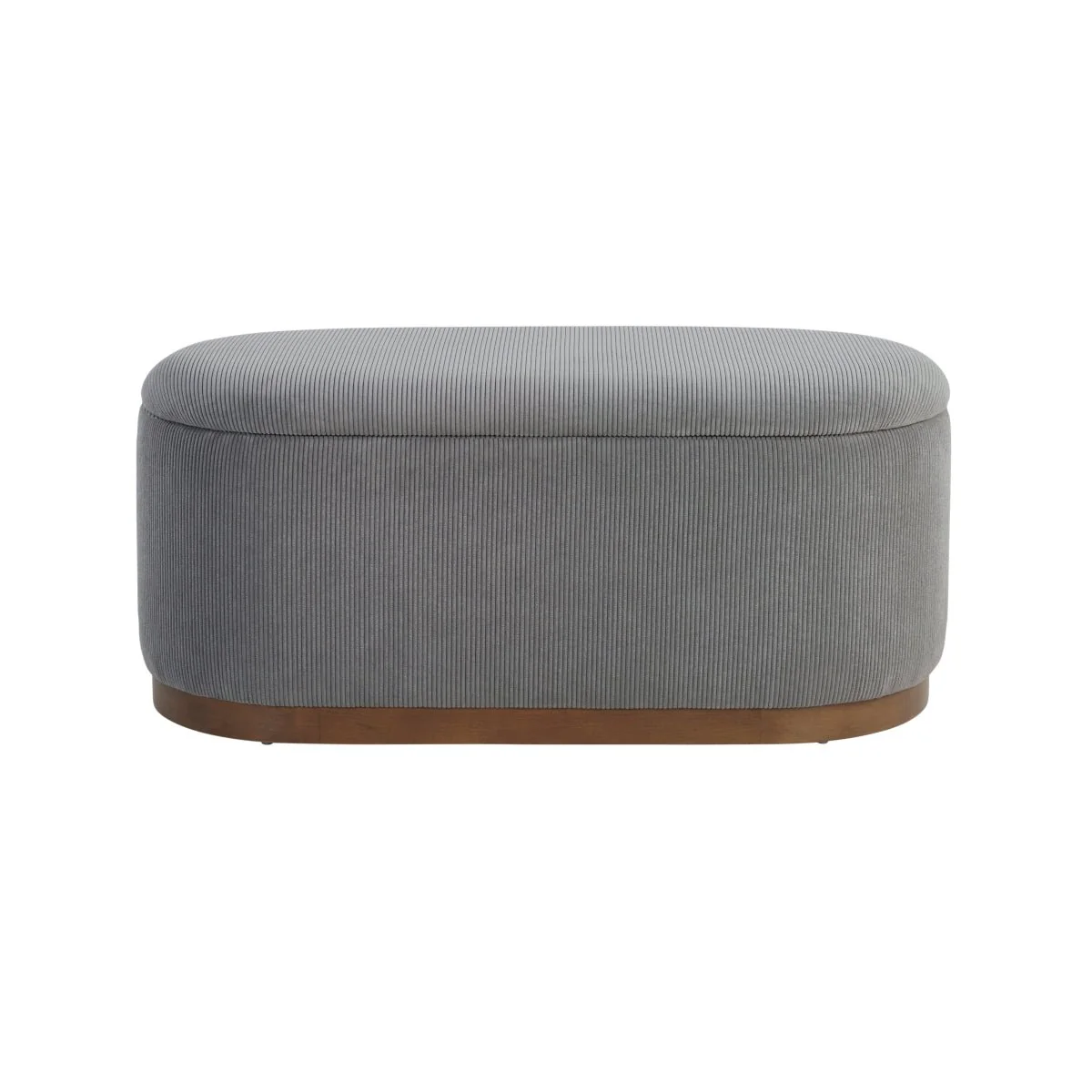 Lift Top Storage Bench Foam Cushioned Seat Gray Corduroy Fabric Upholstery - Image 4