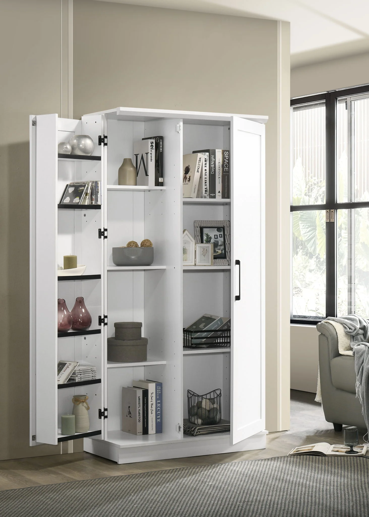 Lincoln - Storage Cabinet With Swing Out Storage Door - White - Image 3