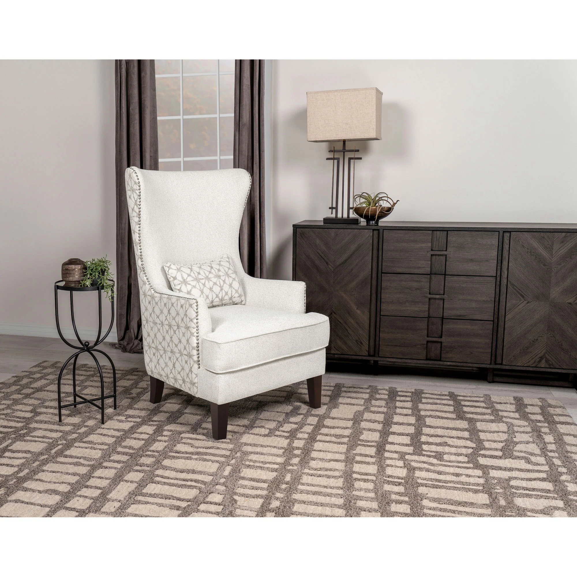 Lindstrom - Wingback Accent With Contoured Back - Ivory White - Image 4