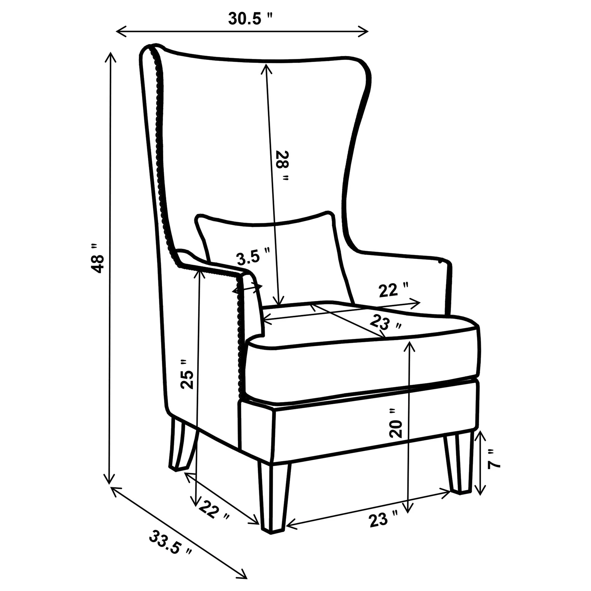 Lindstrom - Wingback Accent With Contoured Back - Ivory White - Image 9