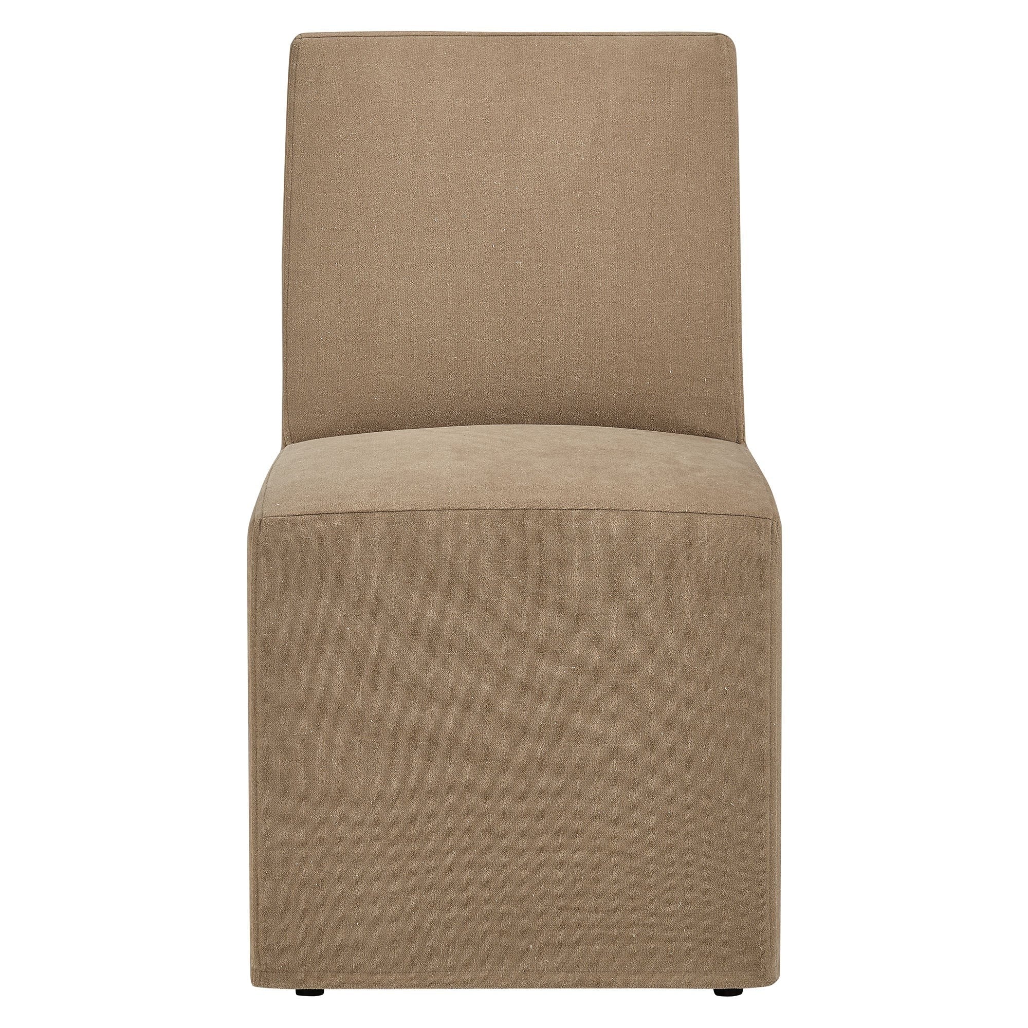 Linen-Blend Slipcovered Rolling Dining Side Chair - Image 12