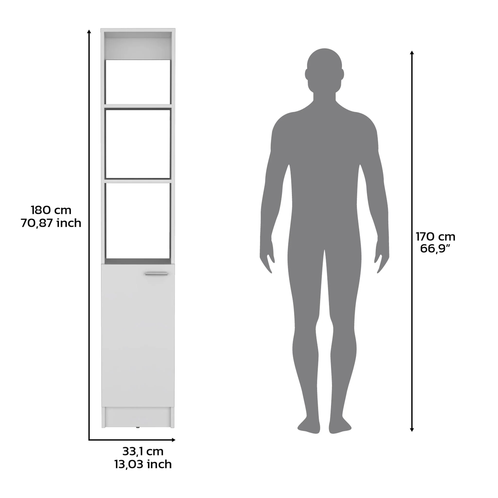 Linen Cabinet, 1 Door, 6 Shelves - White - Image 7
