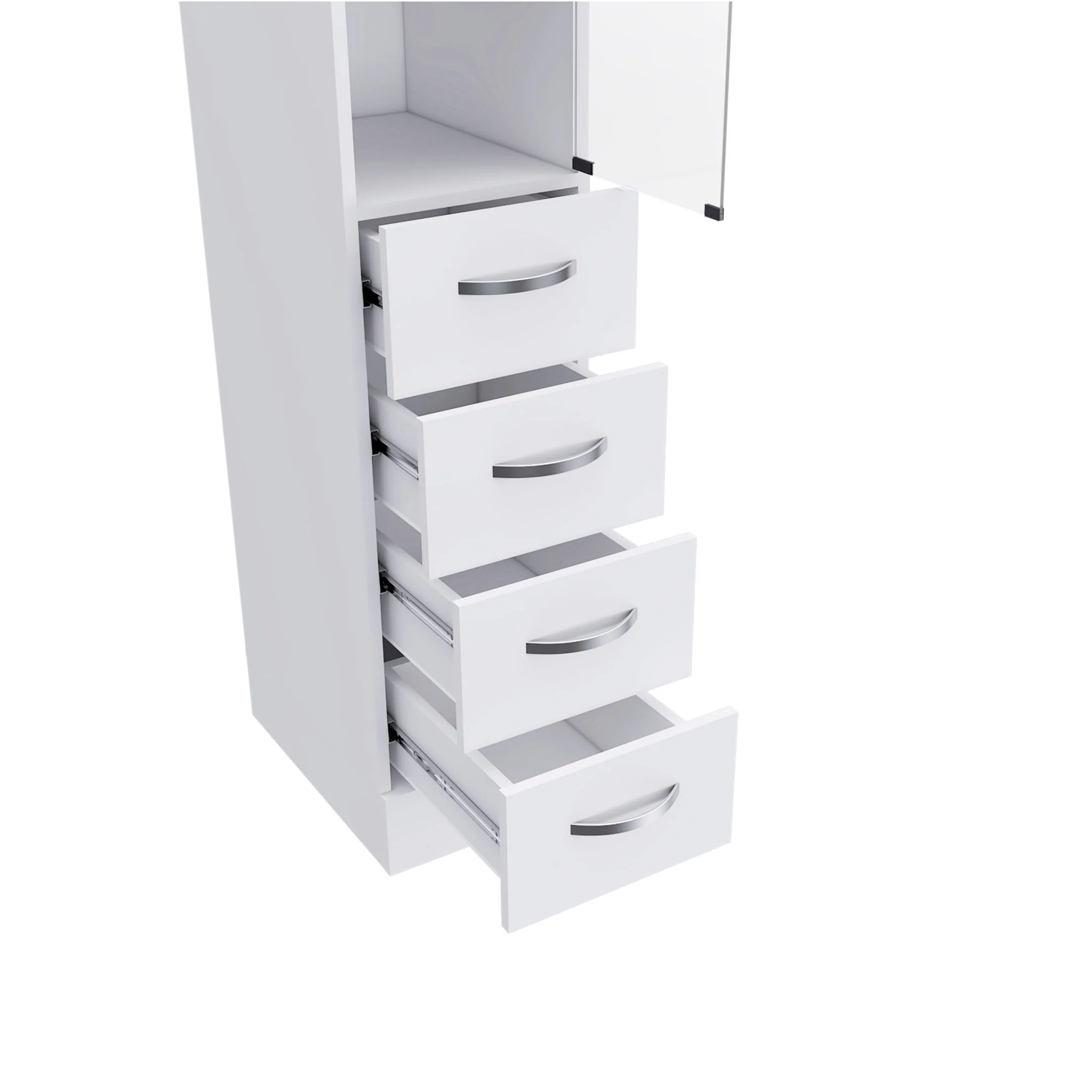 Linen Cabinet, 3 Shelves, 4 Drawers And Metal Handles - White - Image 6