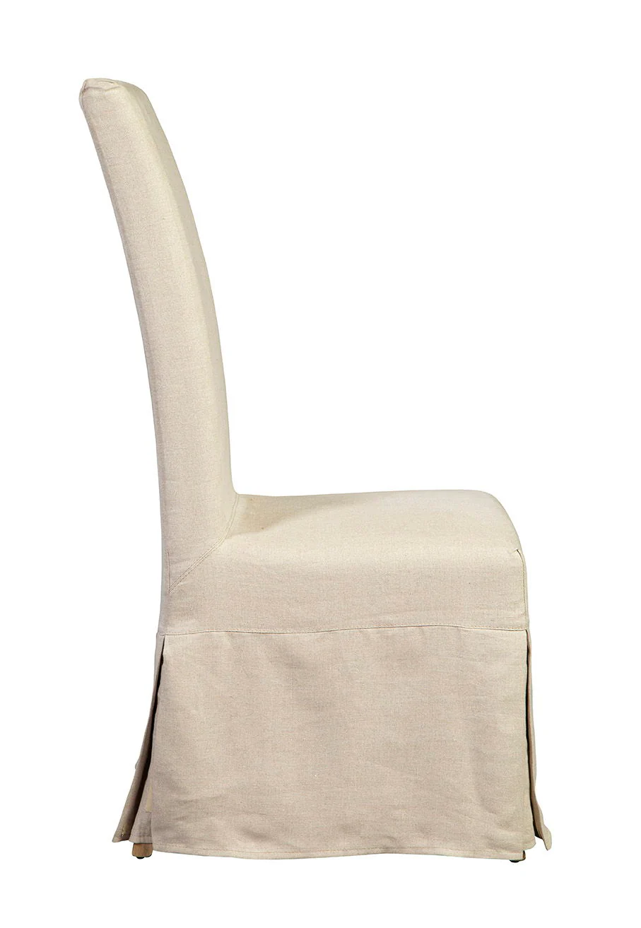 Linen Floor Length Slip Covered Parsons Chair (Set of 2) - Beige - Image 6