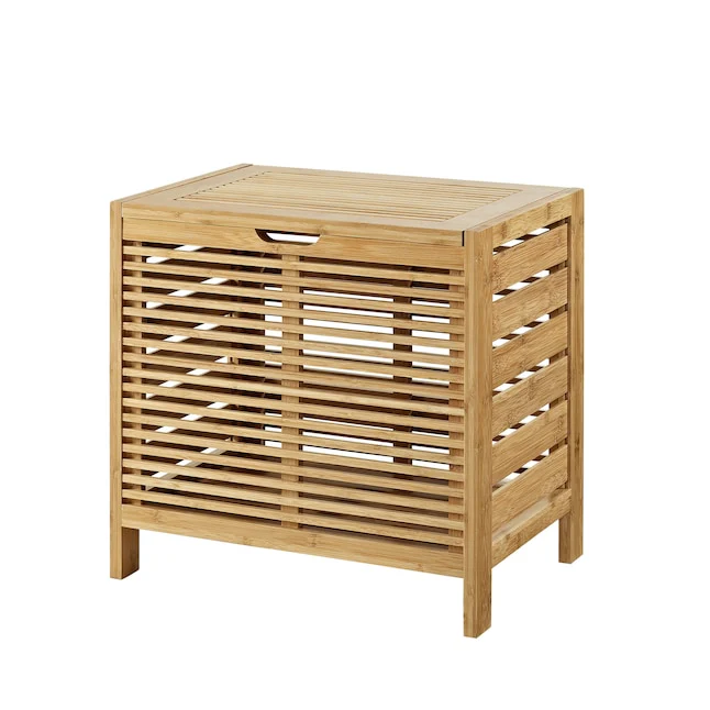 Linon Bracken Bamboo Hamper Natural Bamboo Wood Freestanding Linen Cabinet