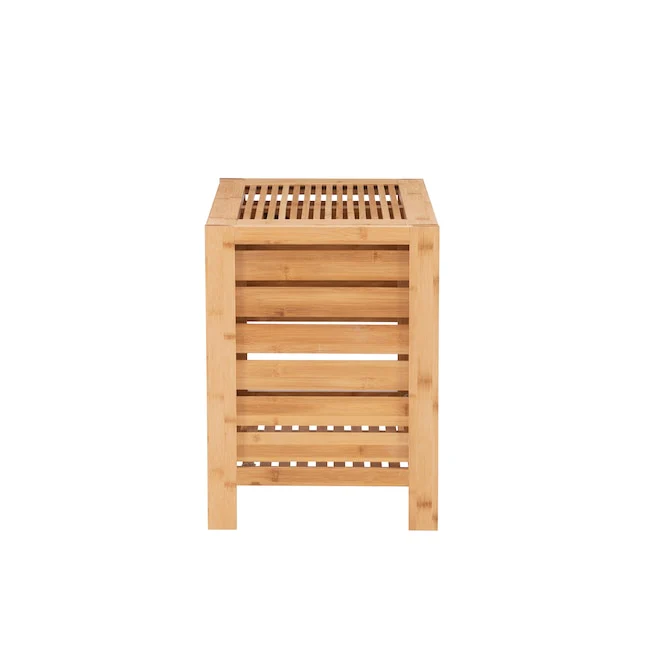 Linon Bracken Bamboo Hamper Natural Bamboo Wood Freestanding Linen Cabinet - Image 5