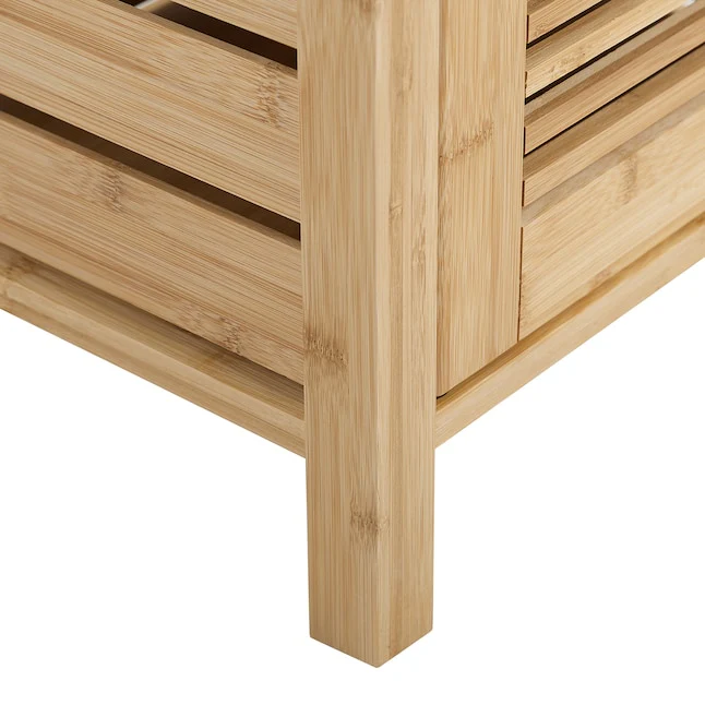 Linon Bracken Mid Cabinet Natural Bamboo Wood Freestanding Linen Cabinet - Image 9