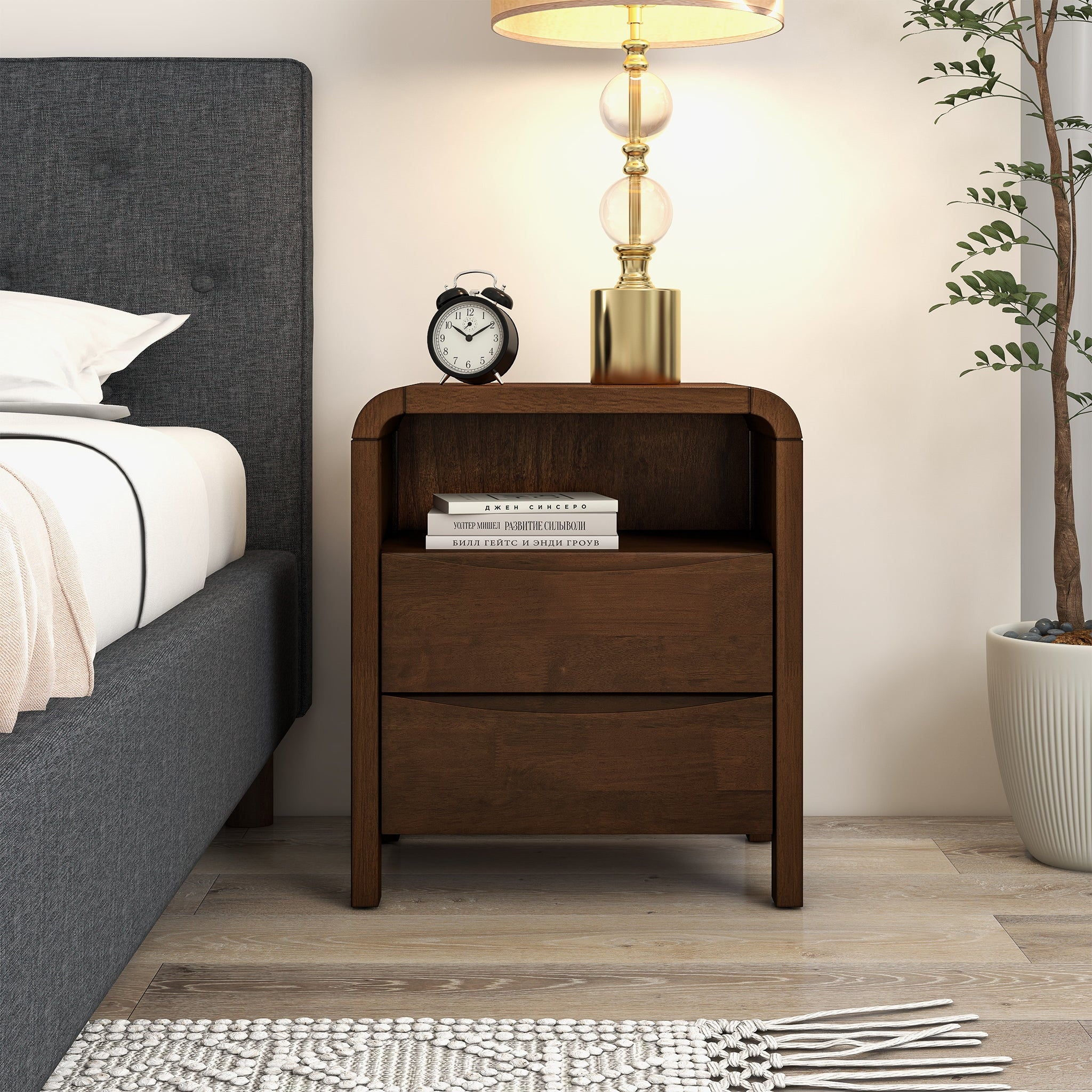 Lionel - Nightstand 2 Drawer - Brown - Image 6