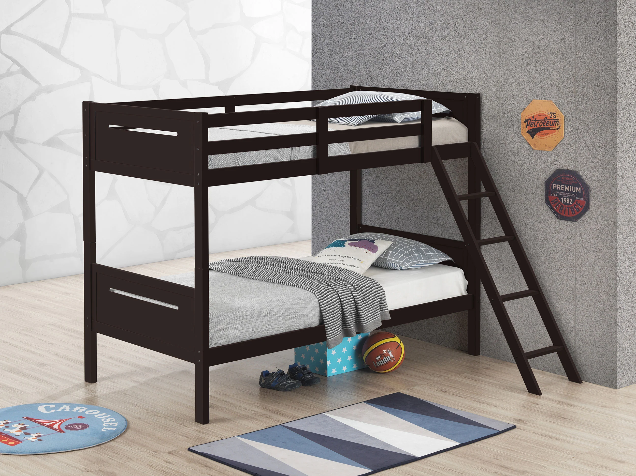 Littleton Wood Twin Over Twin Bunk Bed, Espresso - Image 4