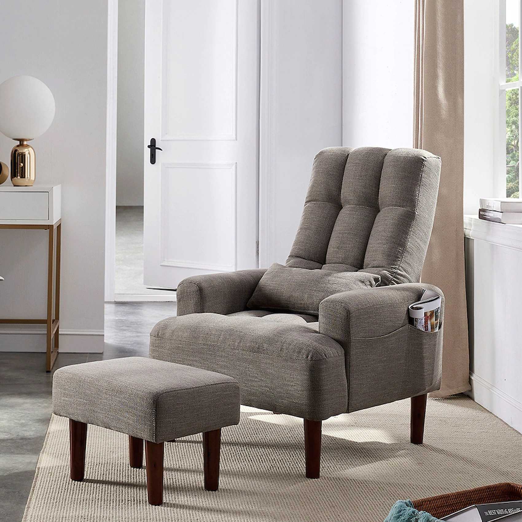 Living Room Sofa Single Chair And Ottoman, Modern Multi-Function Fabric Living Room Sofa Lounge Chair Bed And Stool. Soft Leisure Single Chair Adjustable Into 5 Angles With Sofa Bed - Image 22