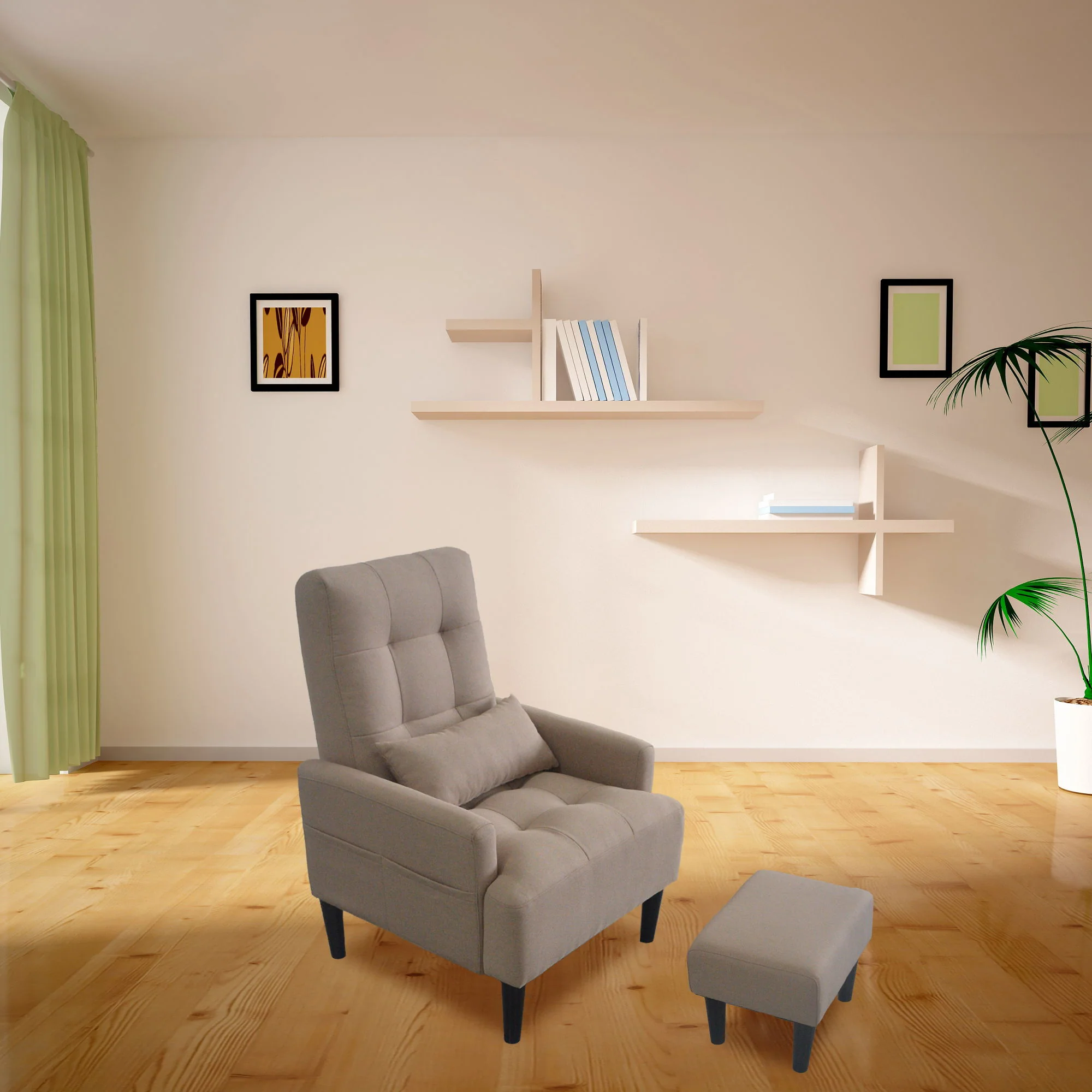 Living Room Sofa Single Chair And Ottoman, Modern Multi-Function Fabric Living Room Sofa Lounge Chair Bed And Stool. Soft Leisure Single Chair Adjustable Into 5 Angles With Sofa Bed - Image 26