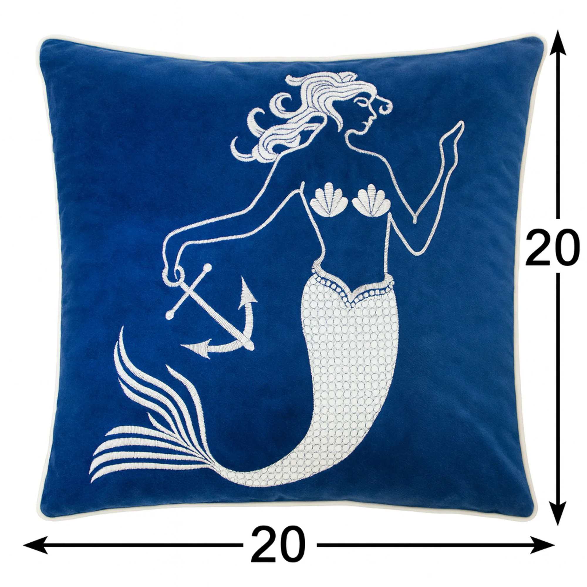 Liz Mermaid Pillow Cover With Matching Back And Hidden Zipper - Indigo - Image 6
