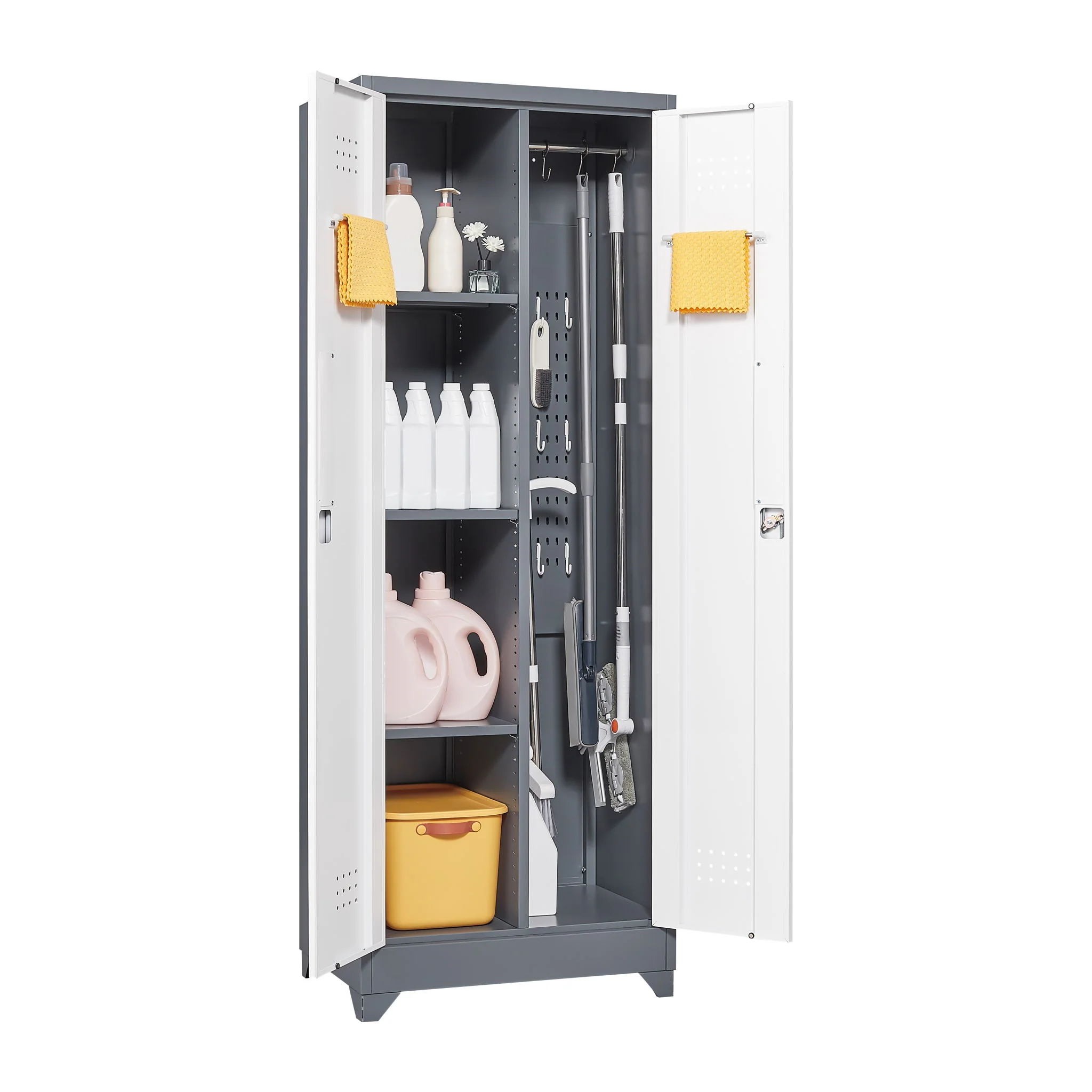 Lockers With Locking Doors, Adjustable Shelves, High Broom Tool Storage Cabinet - Image 17