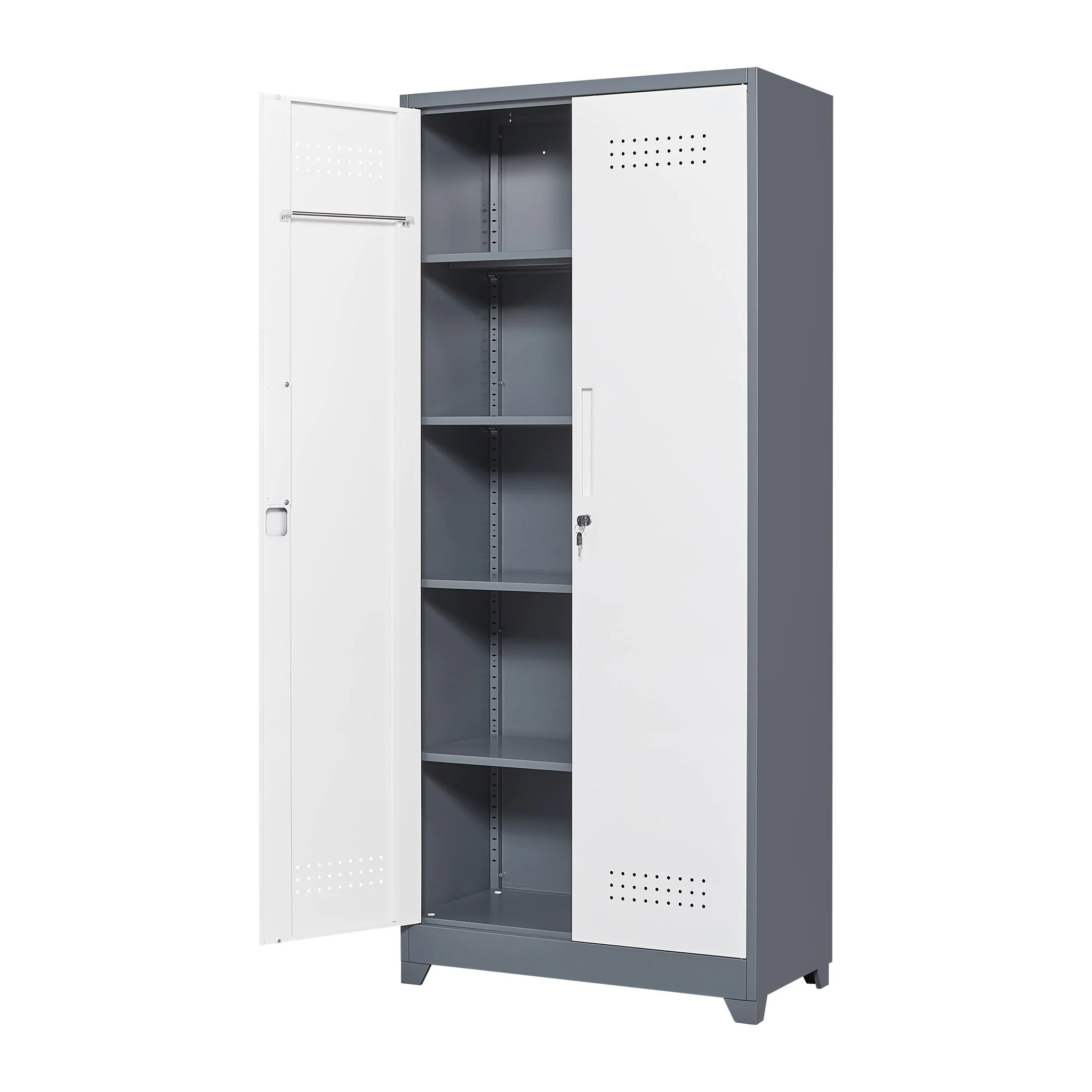 Lockers With Locking Doors, Adjustable Shelves, High Broom Tool Storage Cabinet - Image 9
