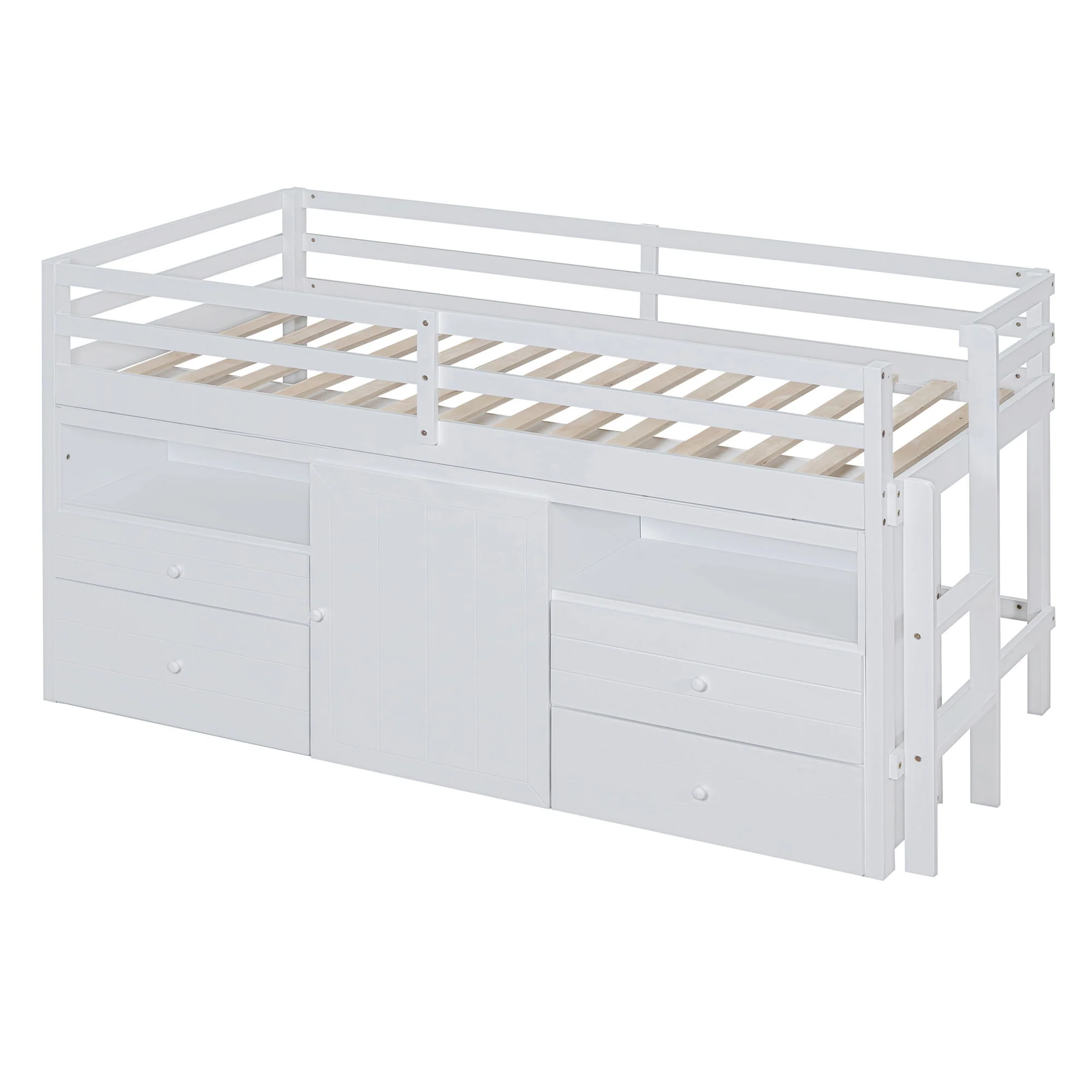 Loft Bed With 4 Drawers, Underneath Cabinet And Shelves - Image 11