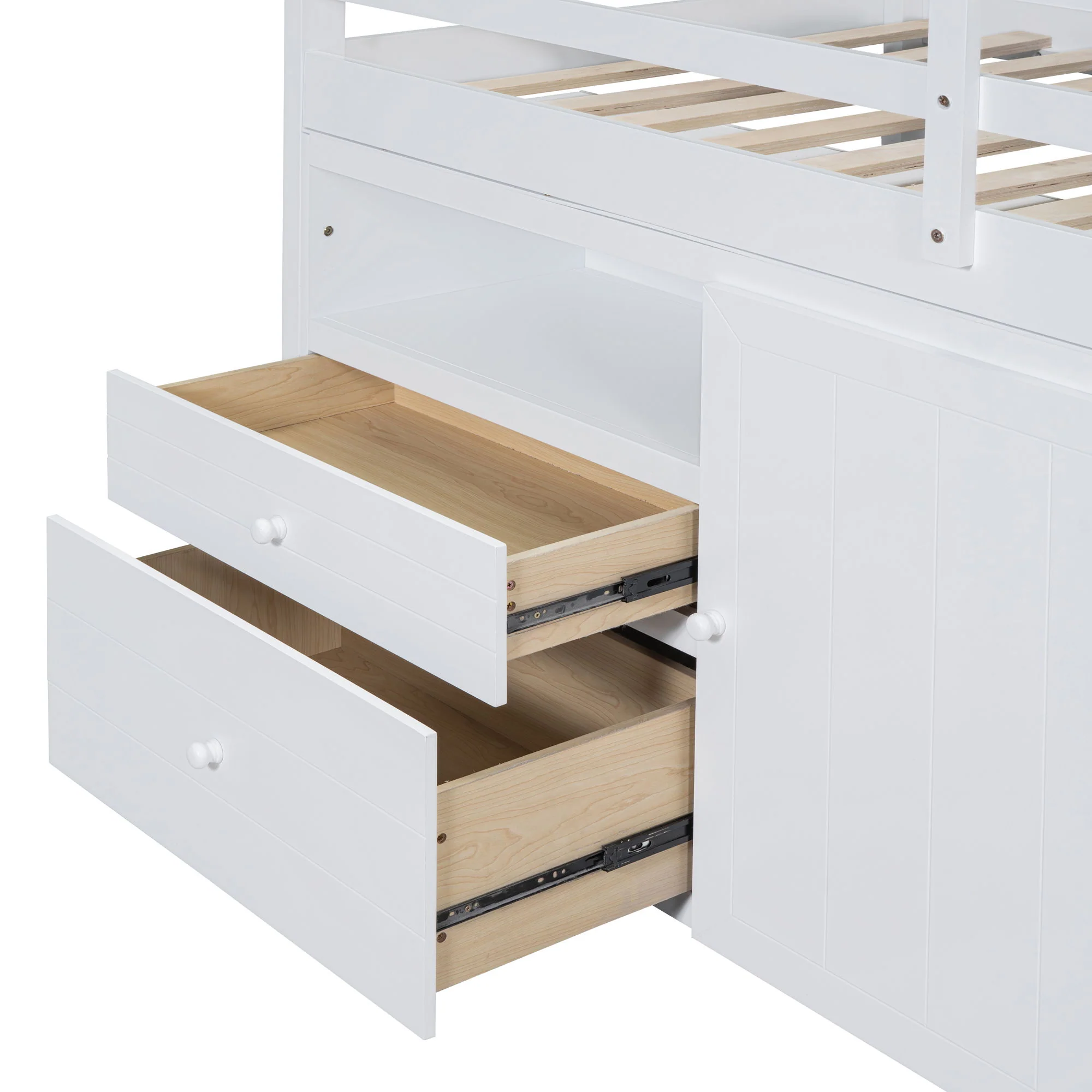 Loft Bed With 4 Drawers, Underneath Cabinet And Shelves - Image 16