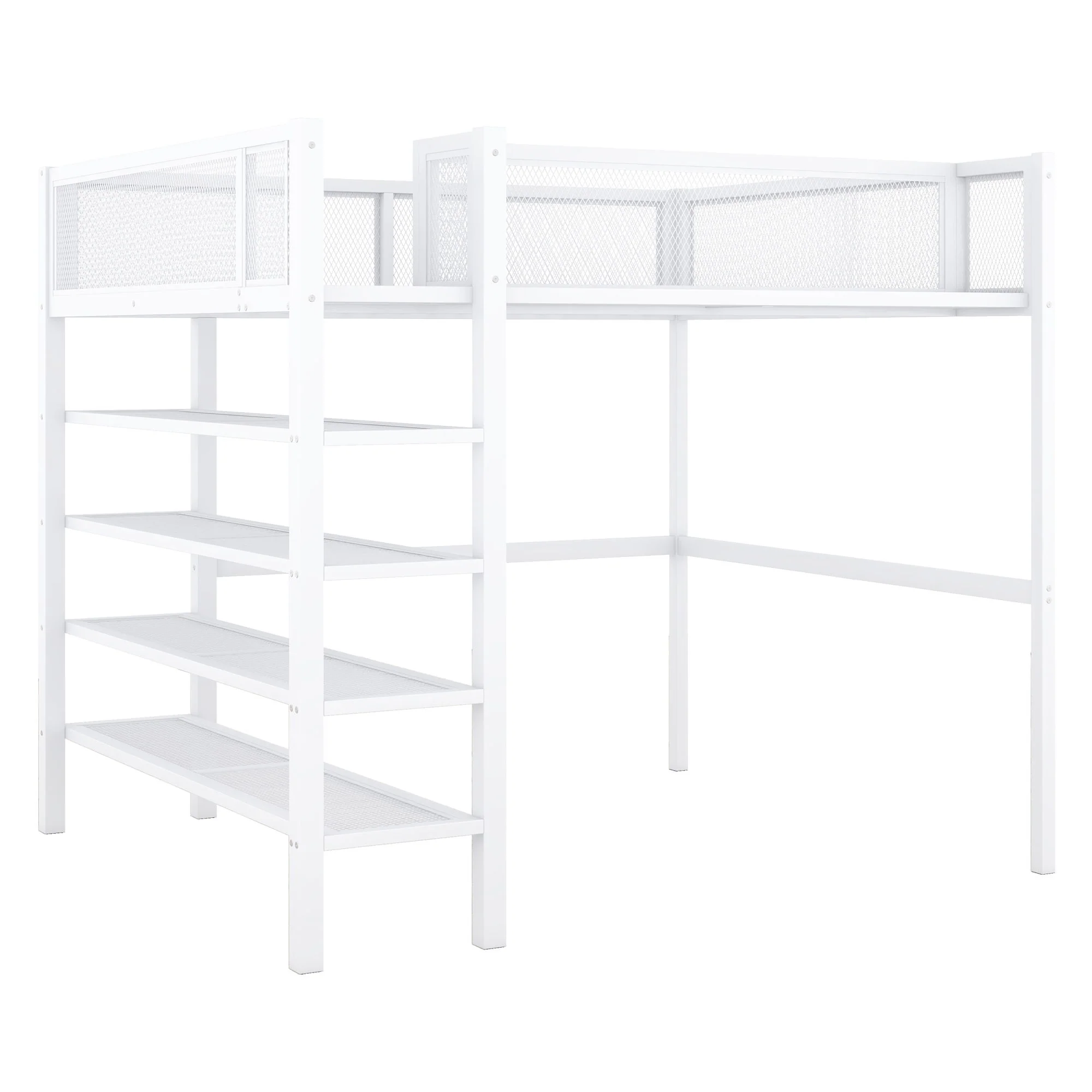 Loft Bed With 4 Tier Shelves And Storage - Image 13
