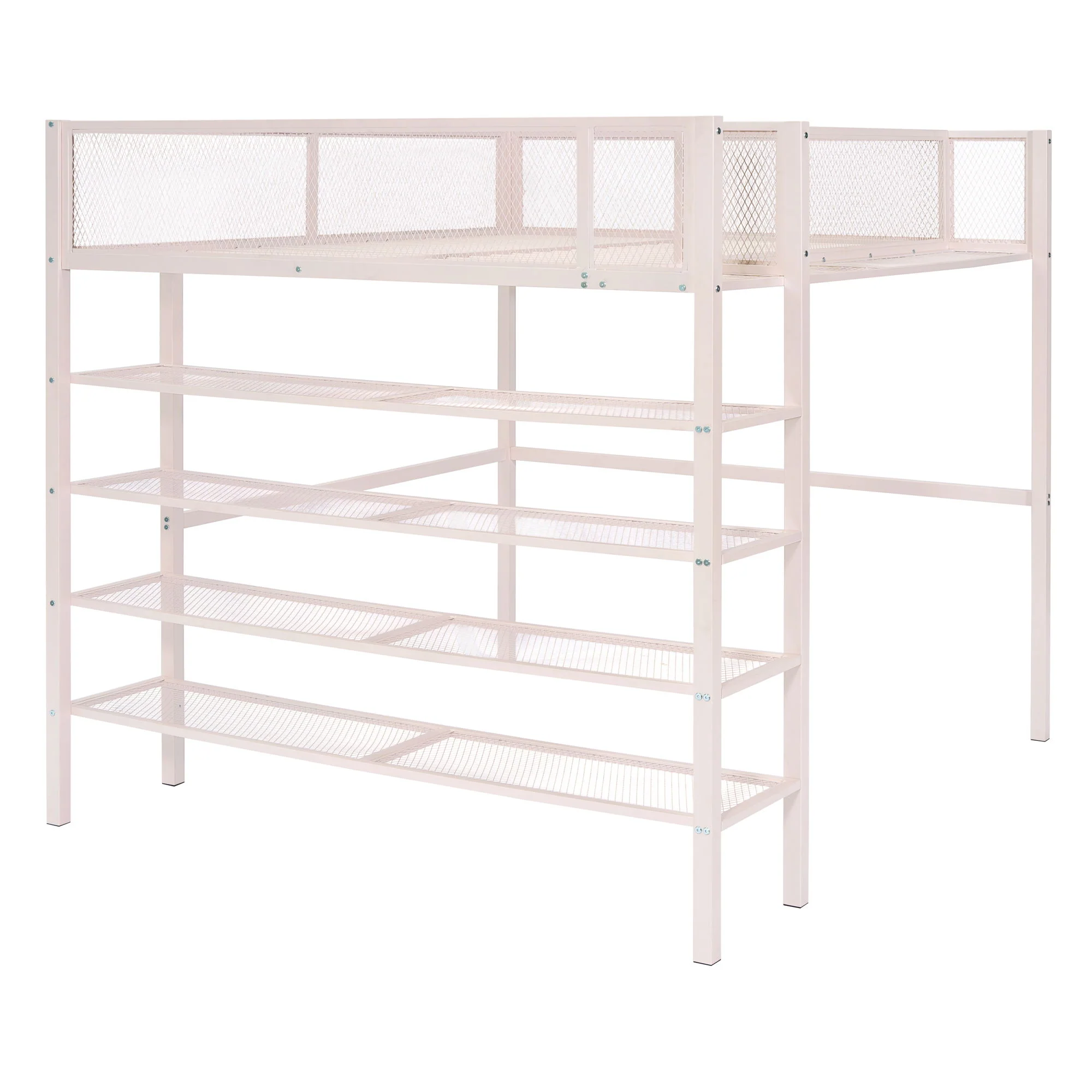 Loft Bed With 4 Tier Shelves And Storage - Image 14