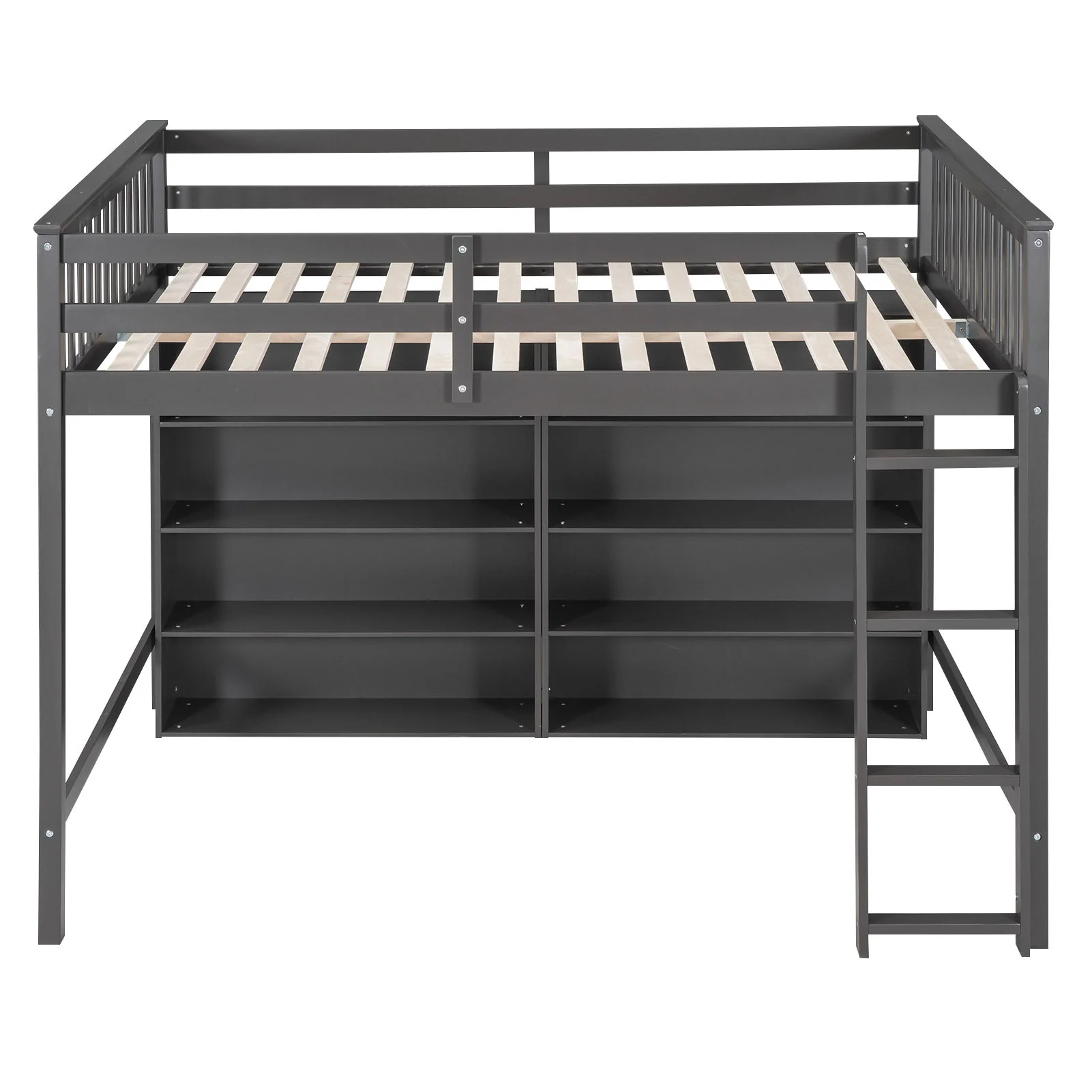 Loft Bed With 8 Open Storage Shelves And Built In Ladder - Image 8