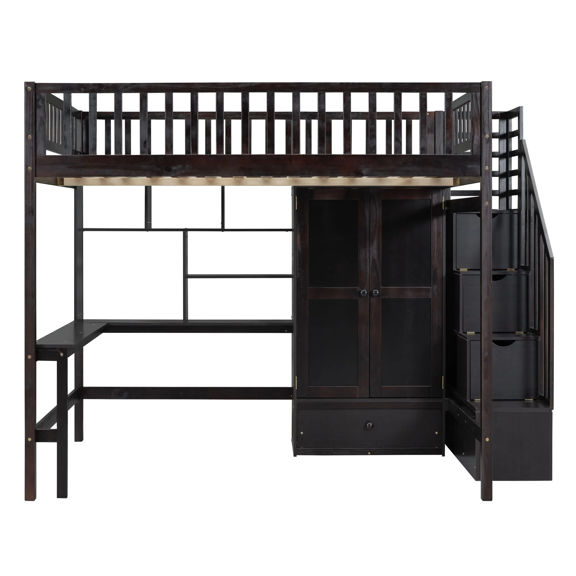 Loft Bed With Bookshelf, Drawers, Desk, And Wardrobe - Image 13