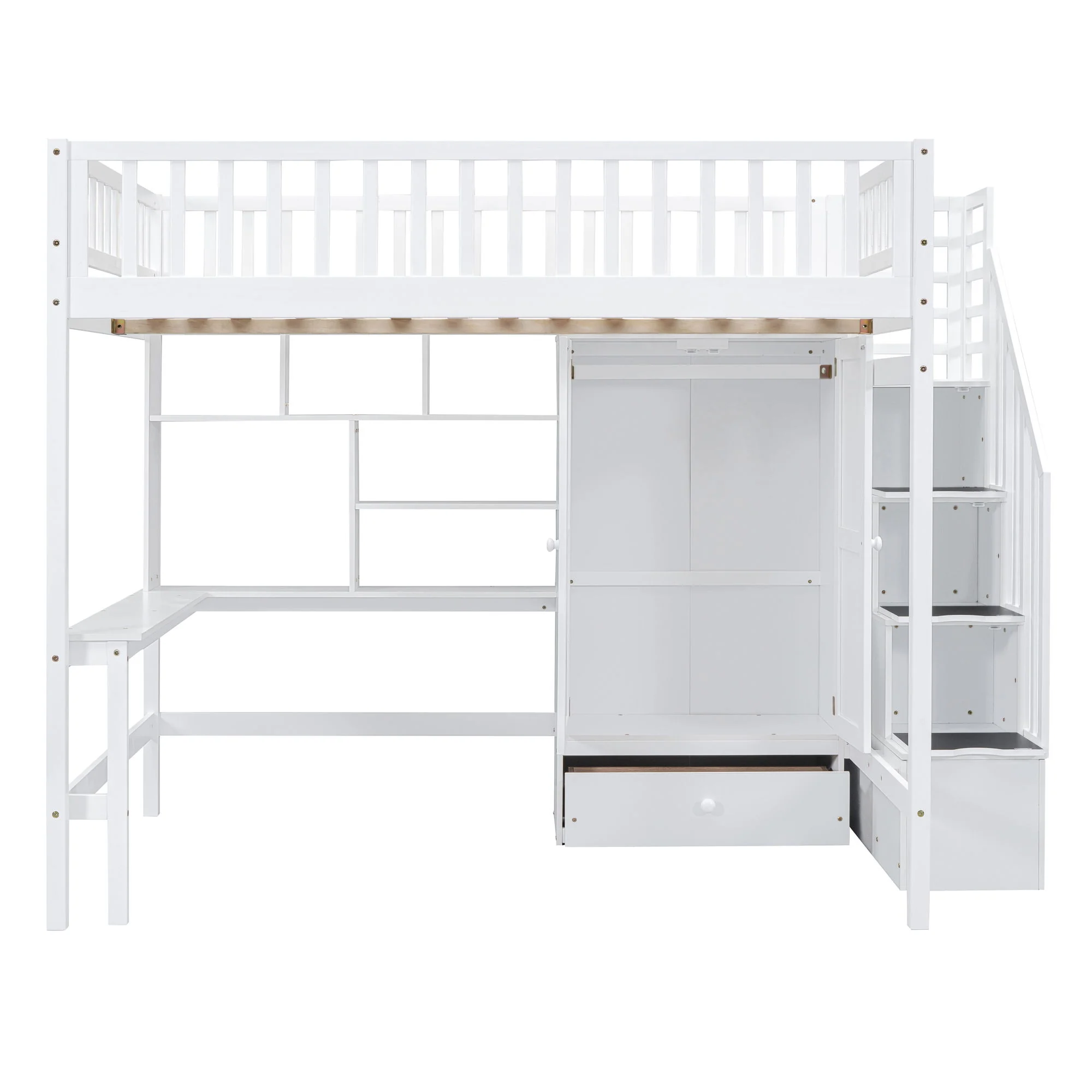 Loft Bed With Bookshelf, Drawers, Desk, And Wardrobe - Image 15