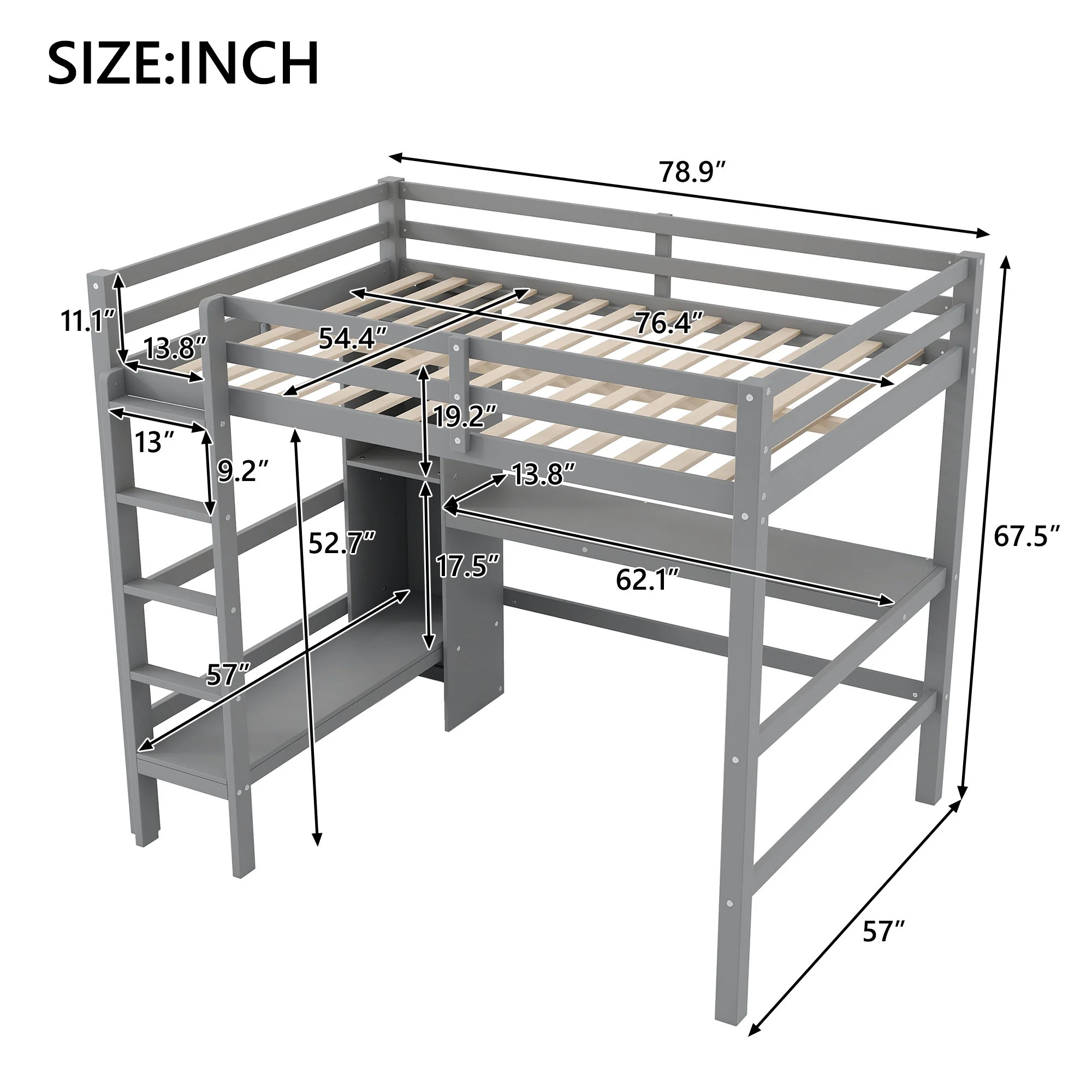 Loft Bed With Built In Desk And Multifunction Shelves - Image 9