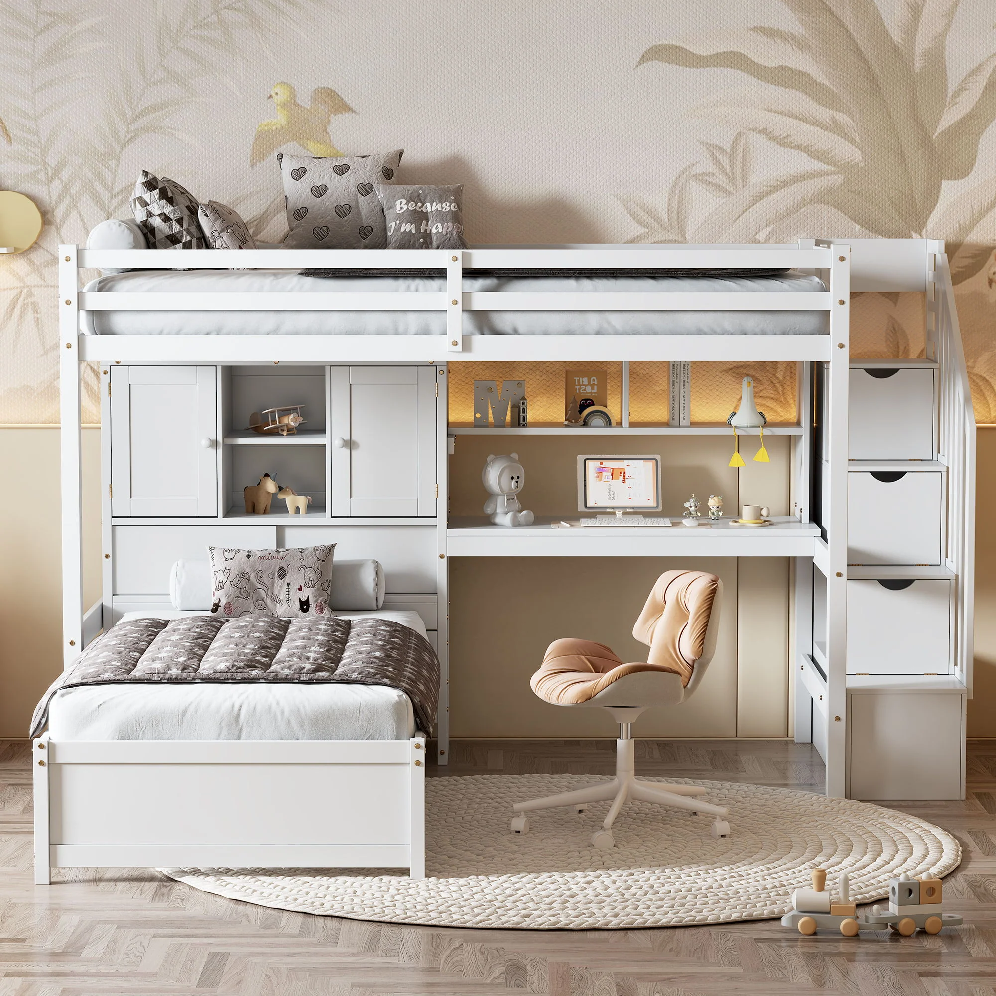 Loft Bed With Built In Desk And Staircase - Image 13