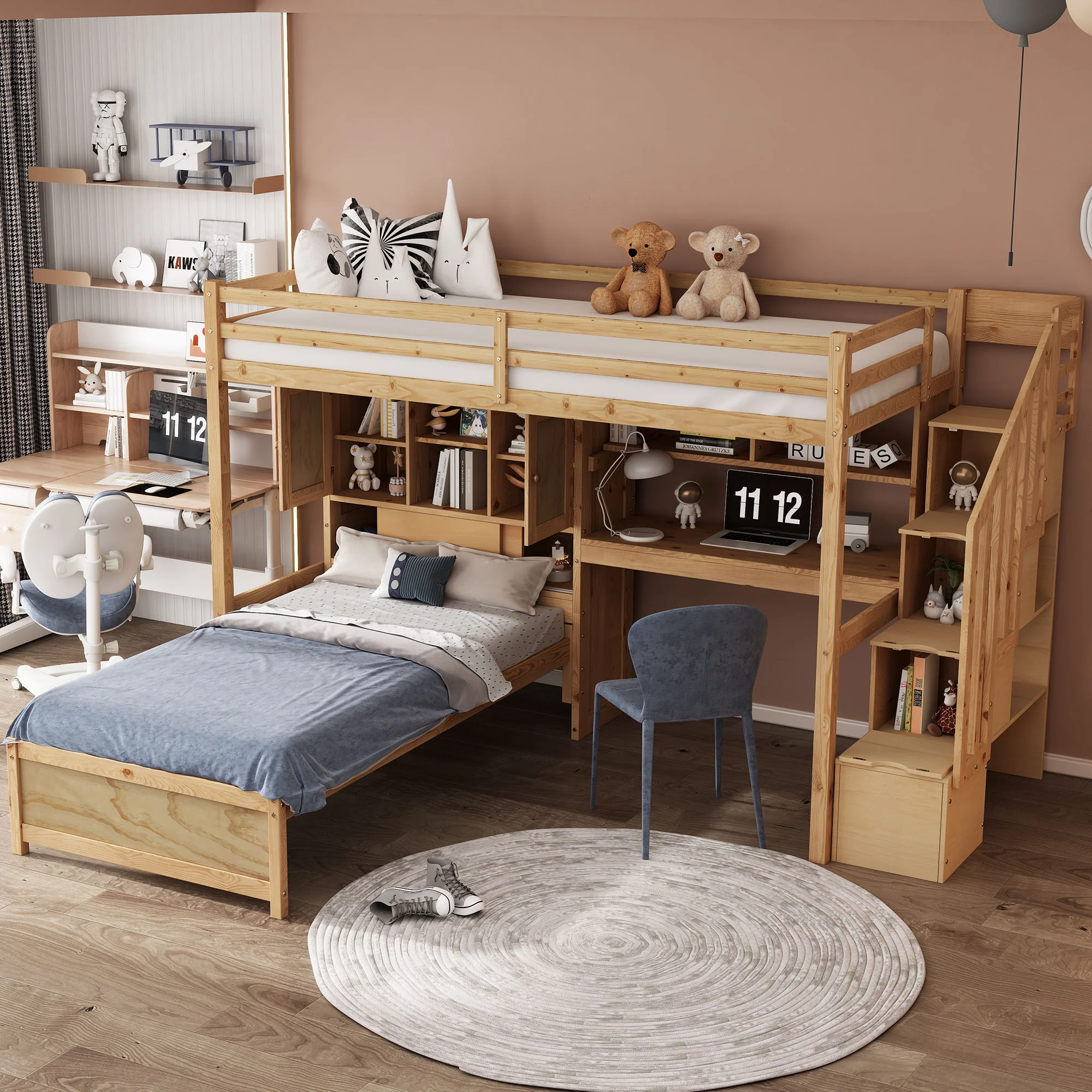 Loft Bed With Built In Desk And Staircase - Image 16