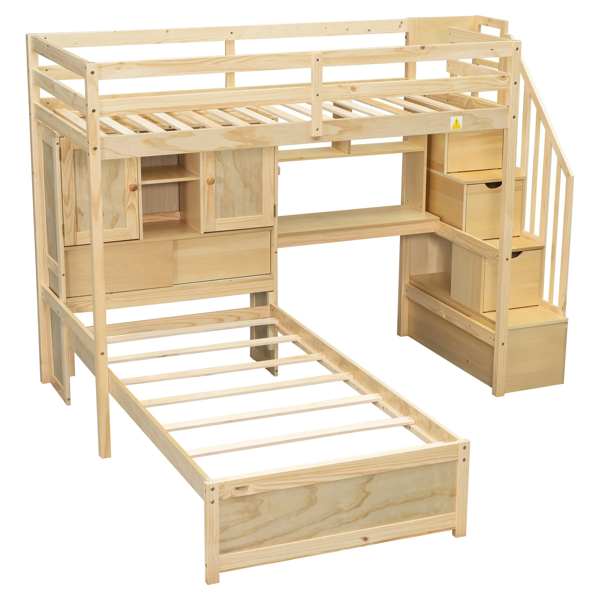 Loft Bed With Built In Desk And Staircase - Image 4