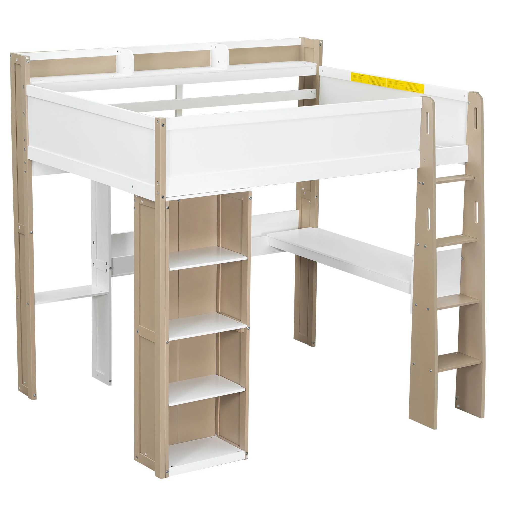 Loft Bed With Built In Storage Shelves, Clothes Rail, And Desk - Image 2