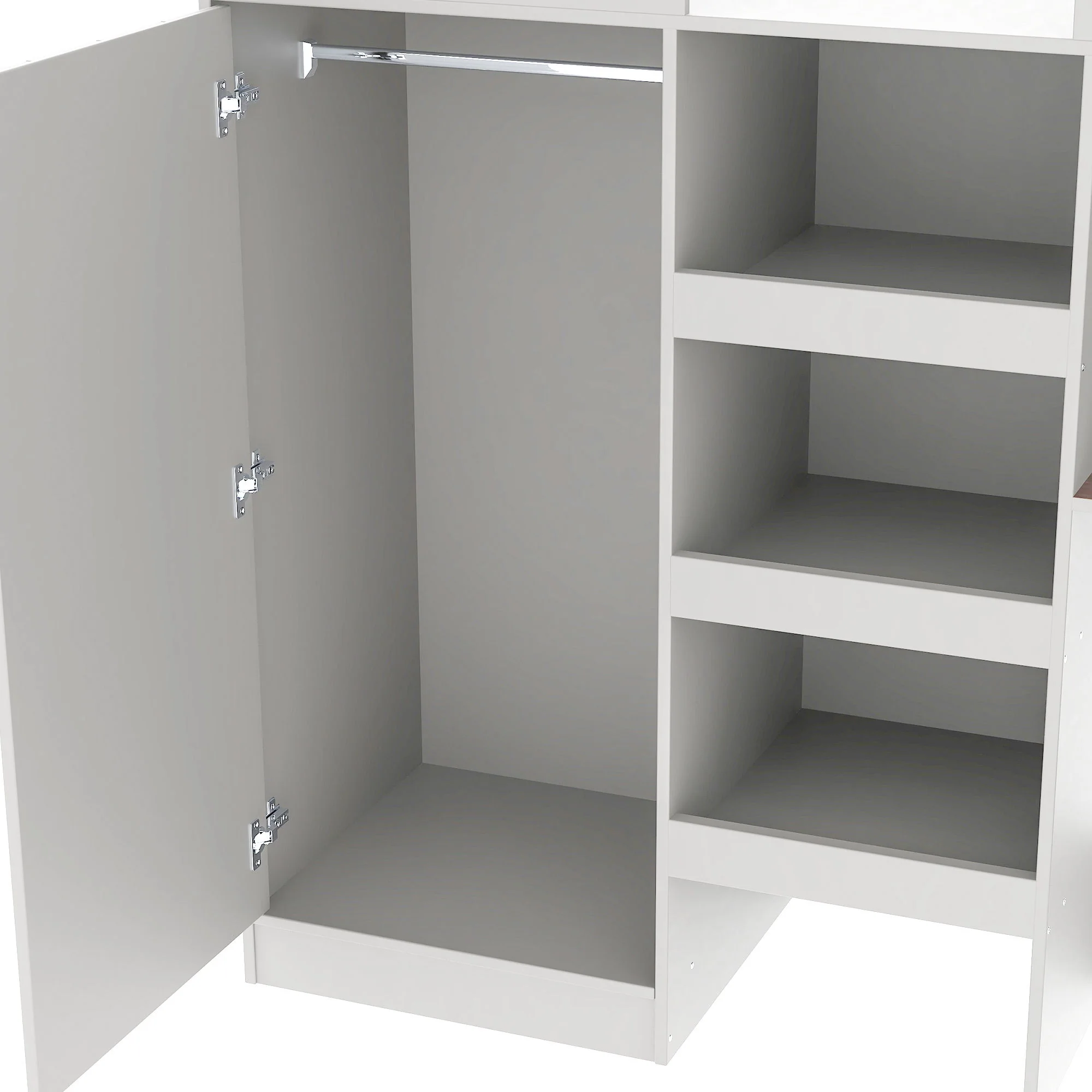 Loft Bed With Built In Wardrobe, Desk, Shelves, And Drawers - Image 5
