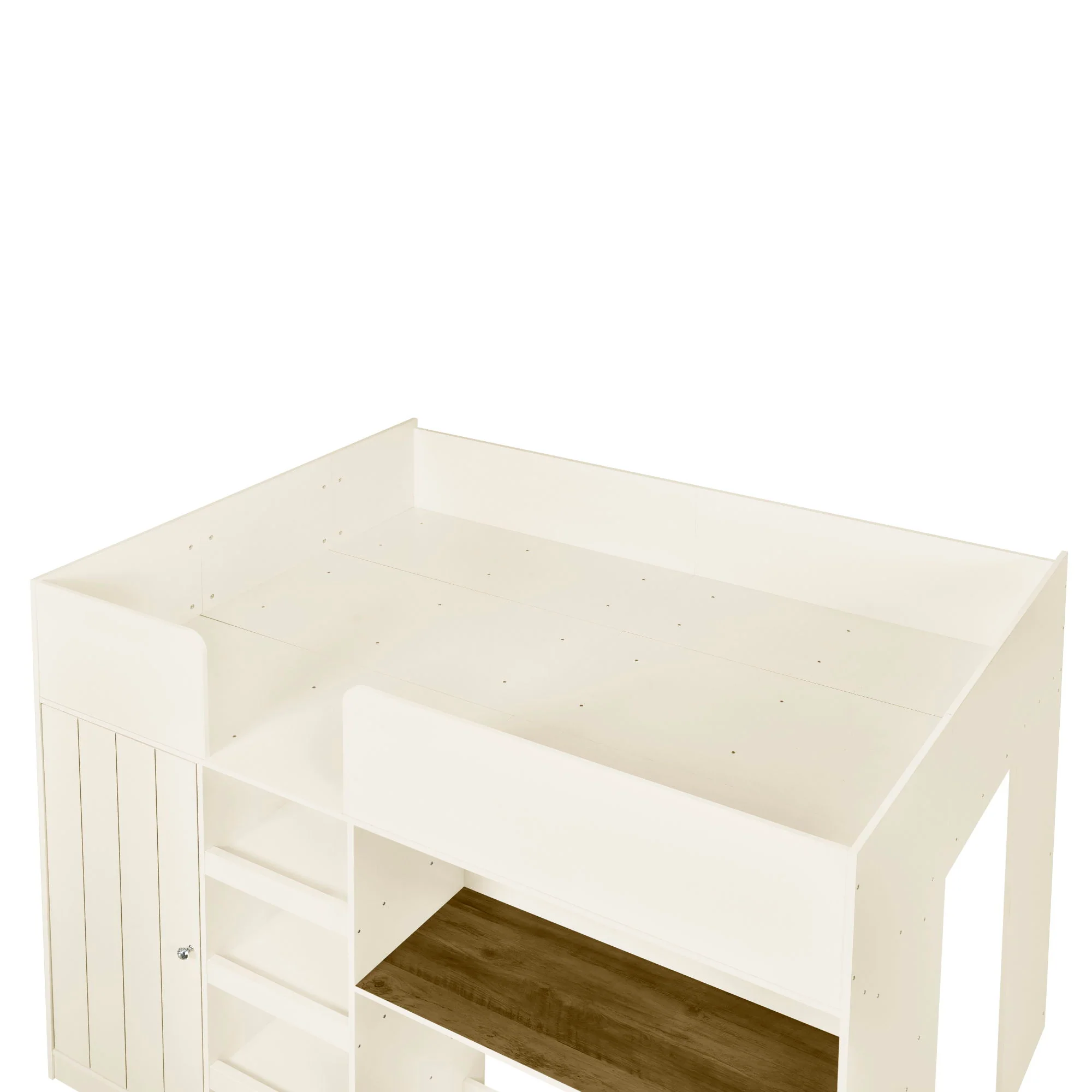 Loft Bed With Built In Wardrobe, Desk, Shelves, And Drawers - Image 9