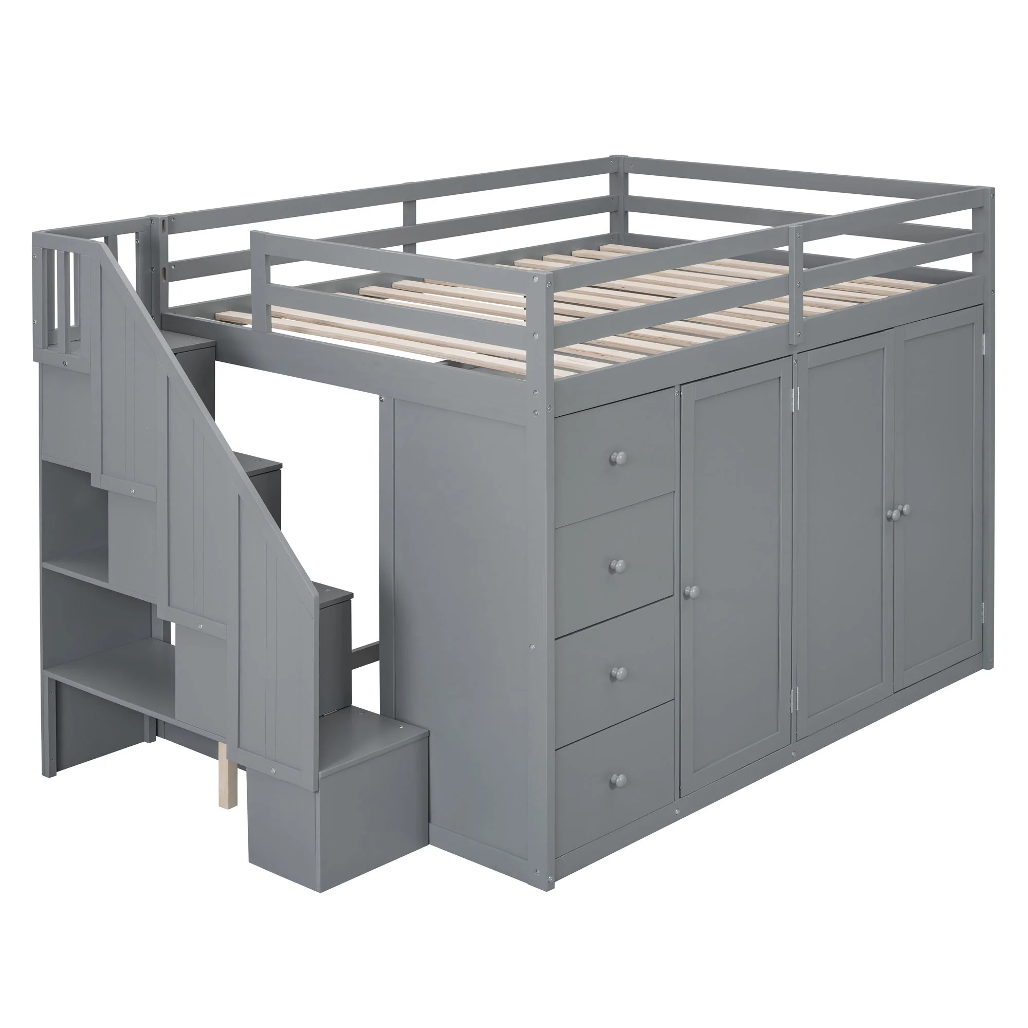 Loft Bed With Built In Wardrobes, Cabinets And Drawers - Image 11