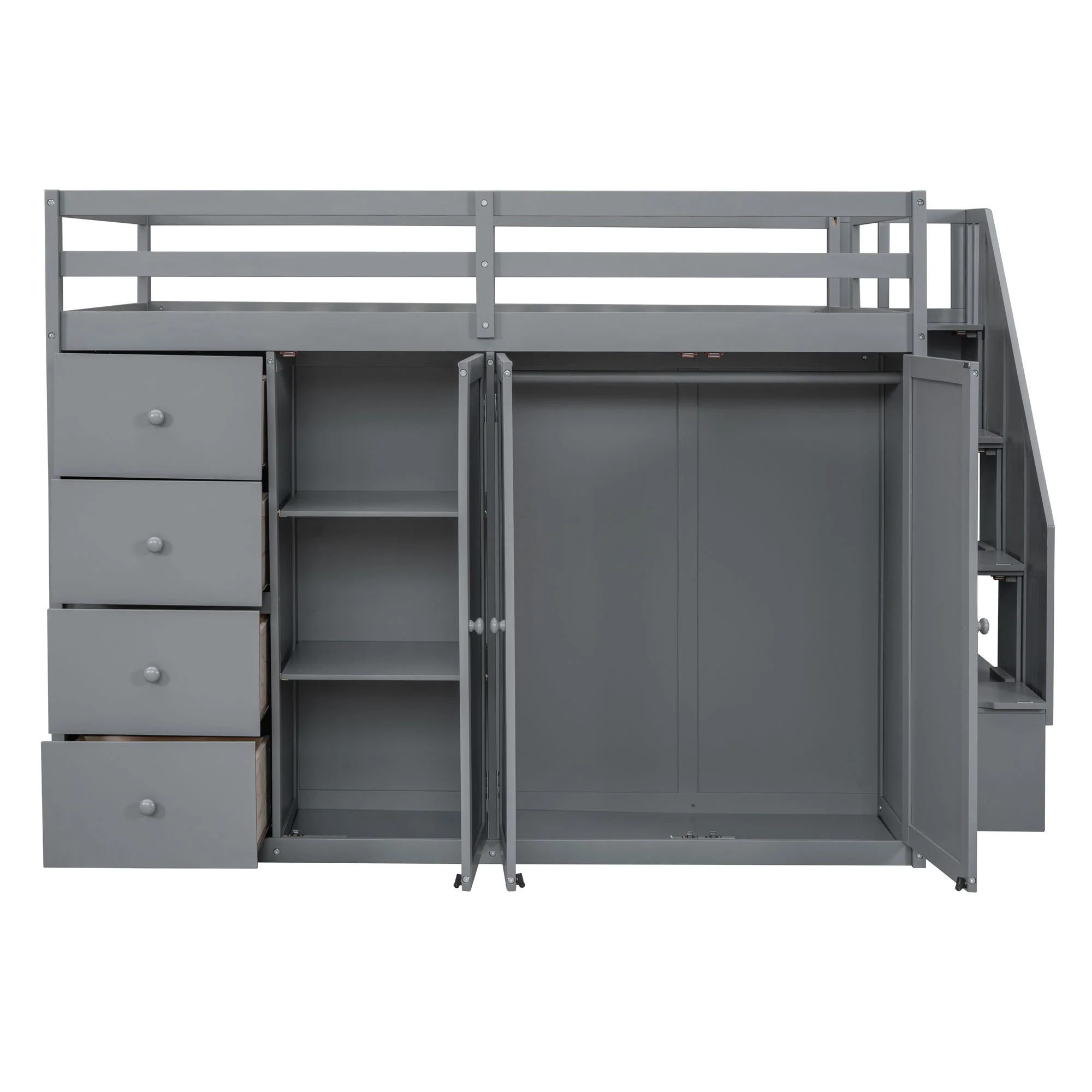 Loft Bed With Built In Wardrobes, Cabinets And Drawers - Image 16