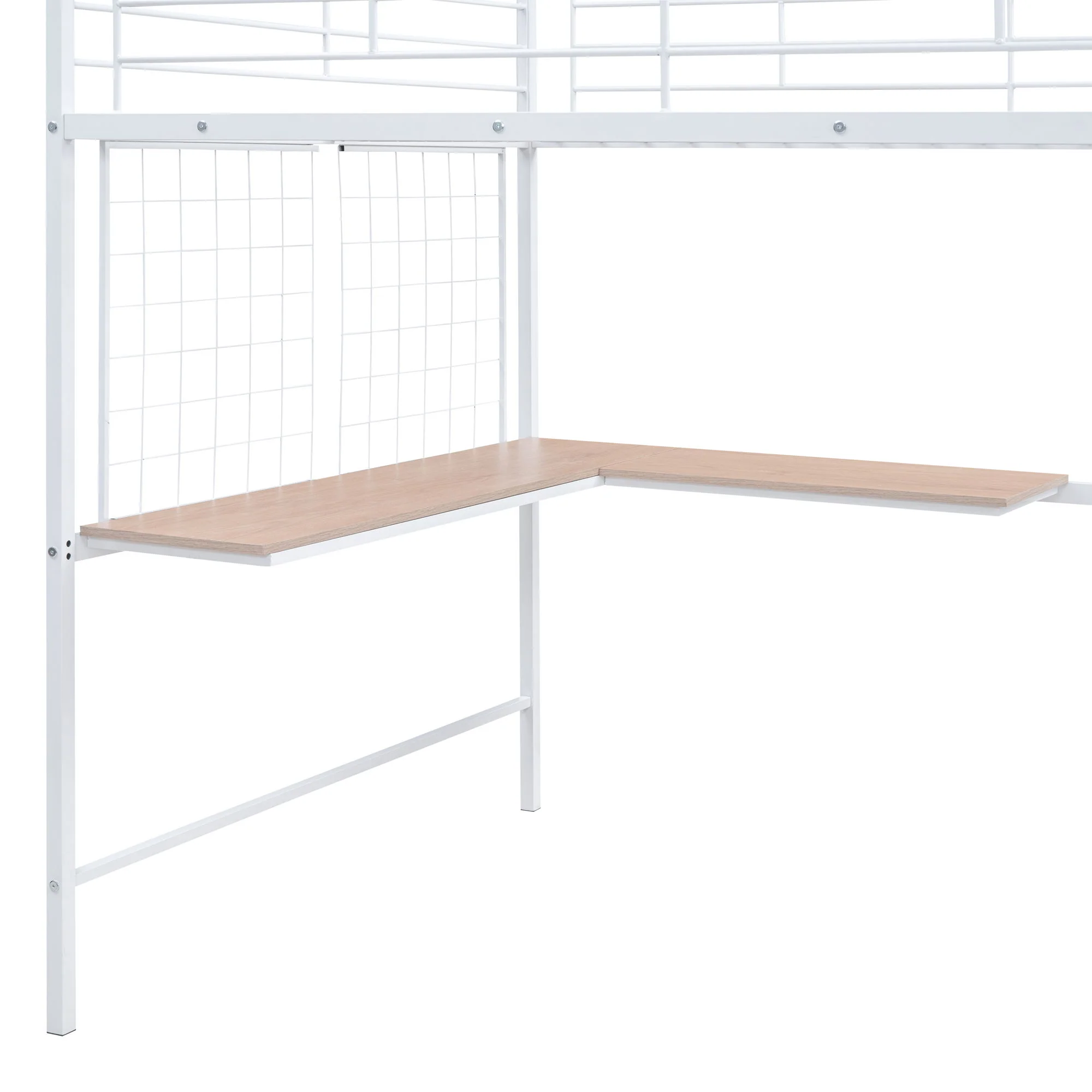 Loft Bed With Desk And Grid, Stylish Frame With Lateral Storage Ladder And Wardrobe - Image 22