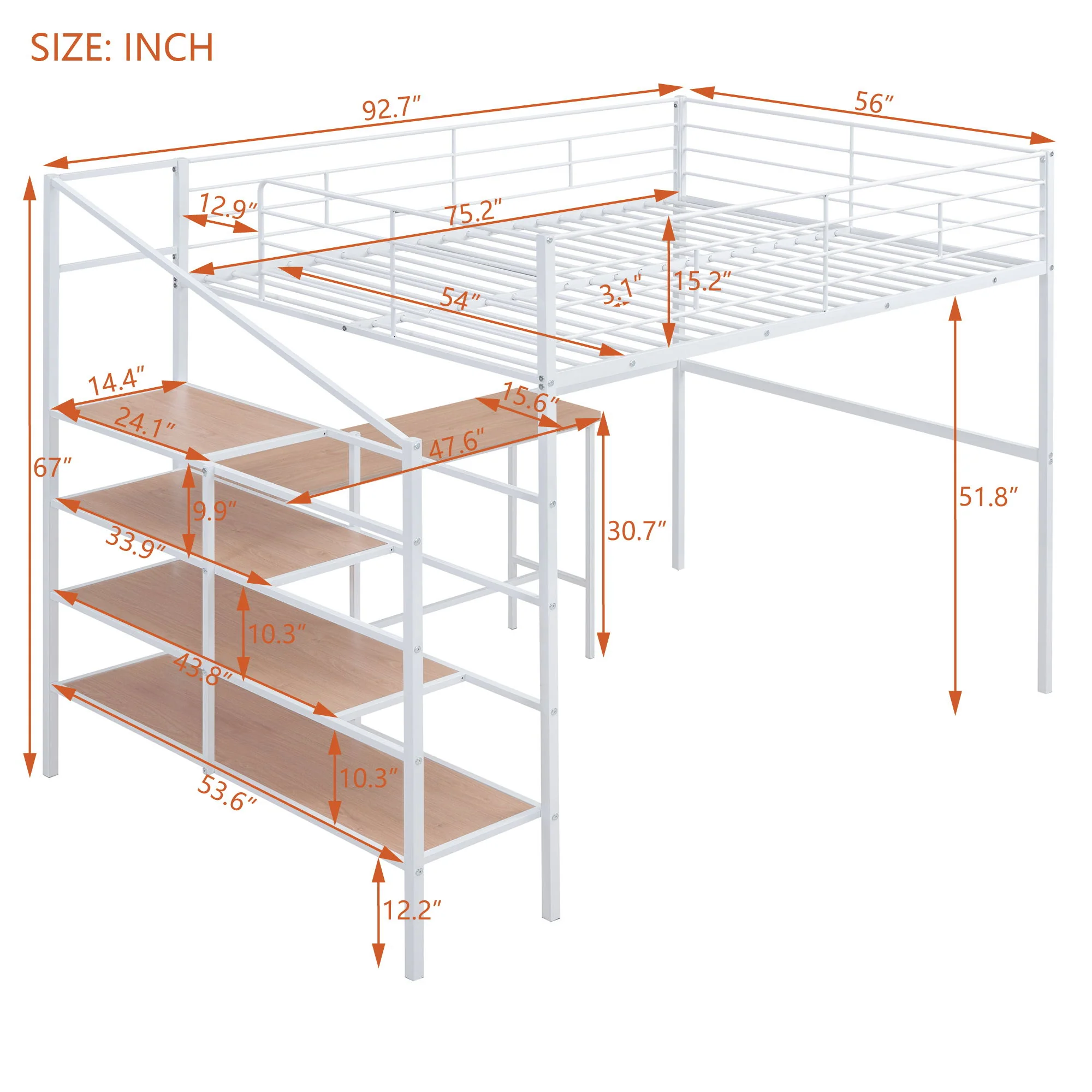 Loft Bed With Desk And Lateral Storage Ladder - Image 9