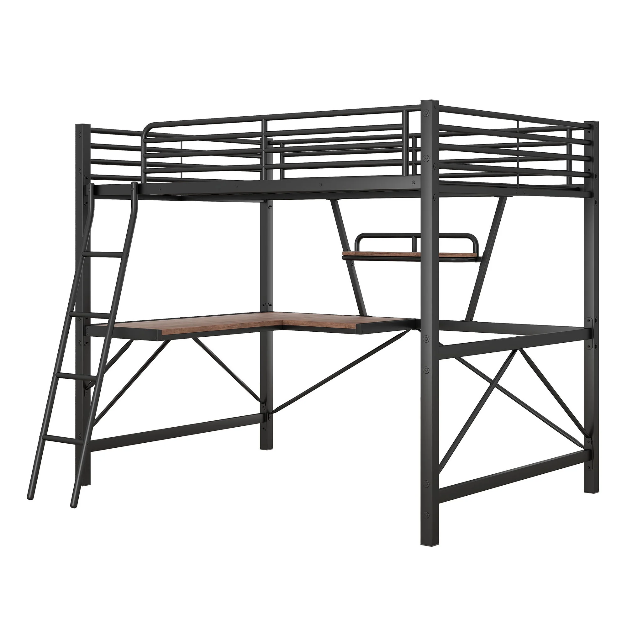 Loft Bed With Desk And Shelf, Modern Design - Image 13