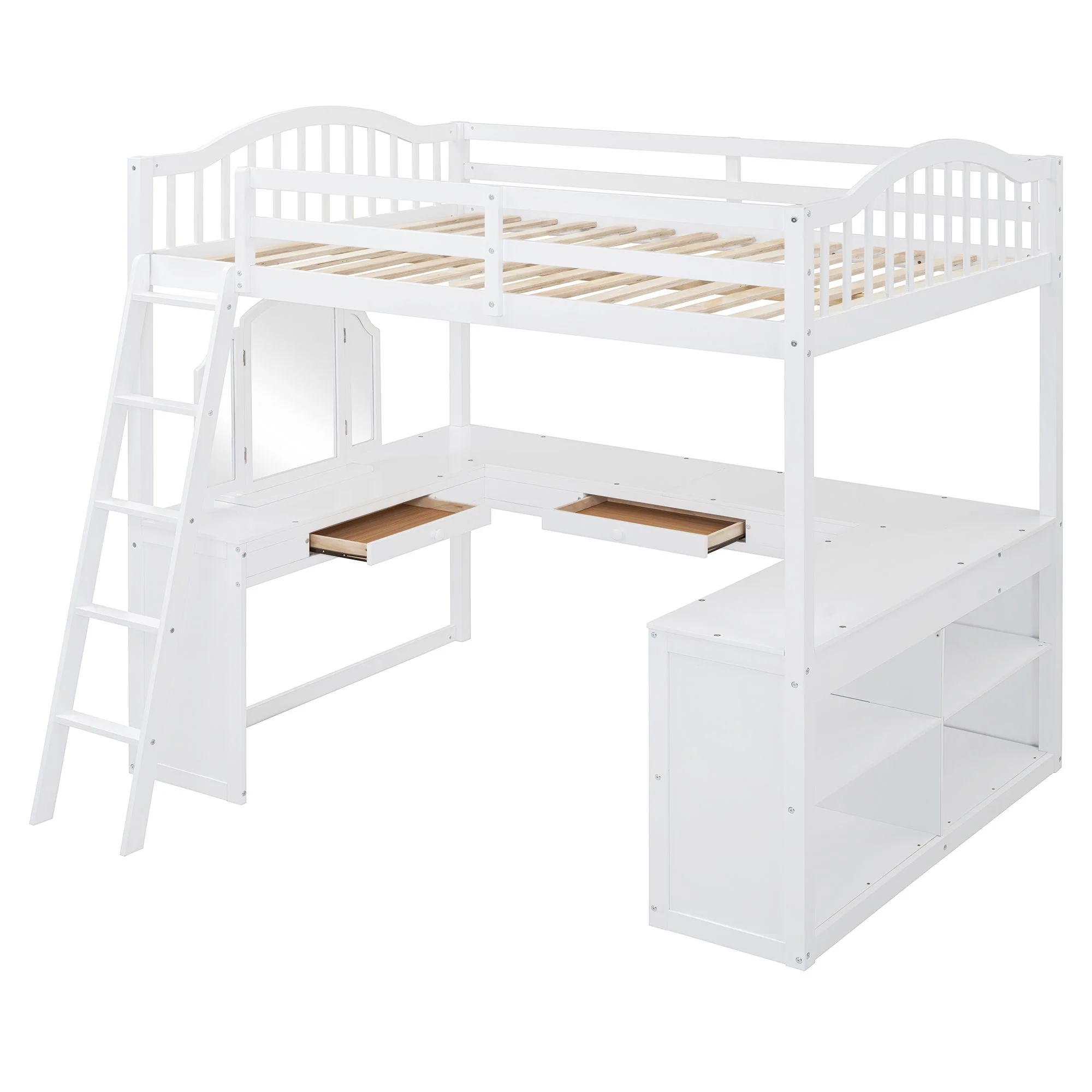 Loft Bed With Drawers, Cabinet, Shelves With Desk - Image 8