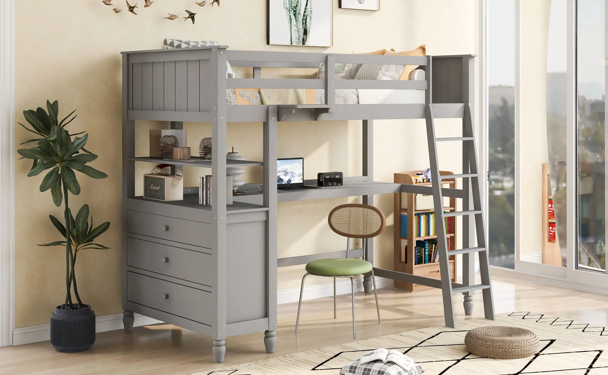 Loft Bed With Drawers With Desk And Shelves - Image 4