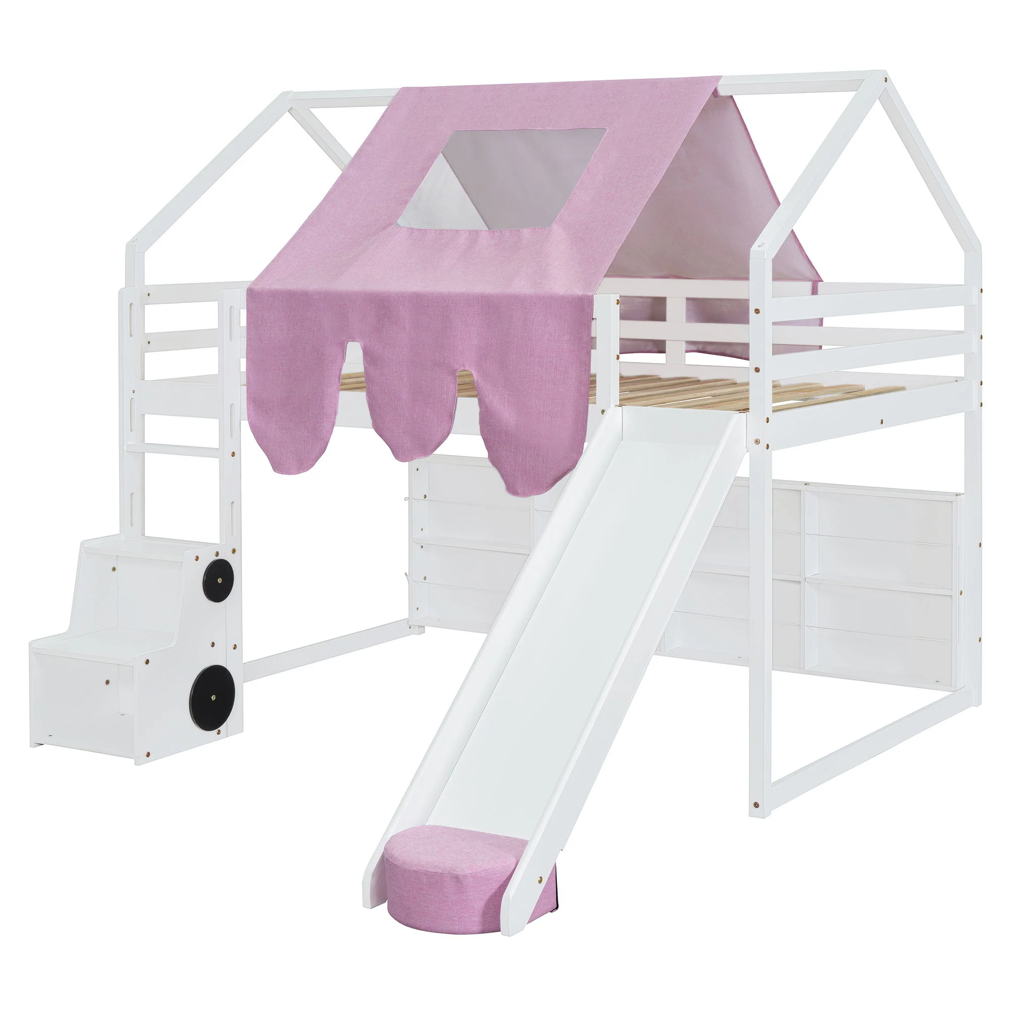 Loft Bed With House Shaped Frame And Tent - Image 27