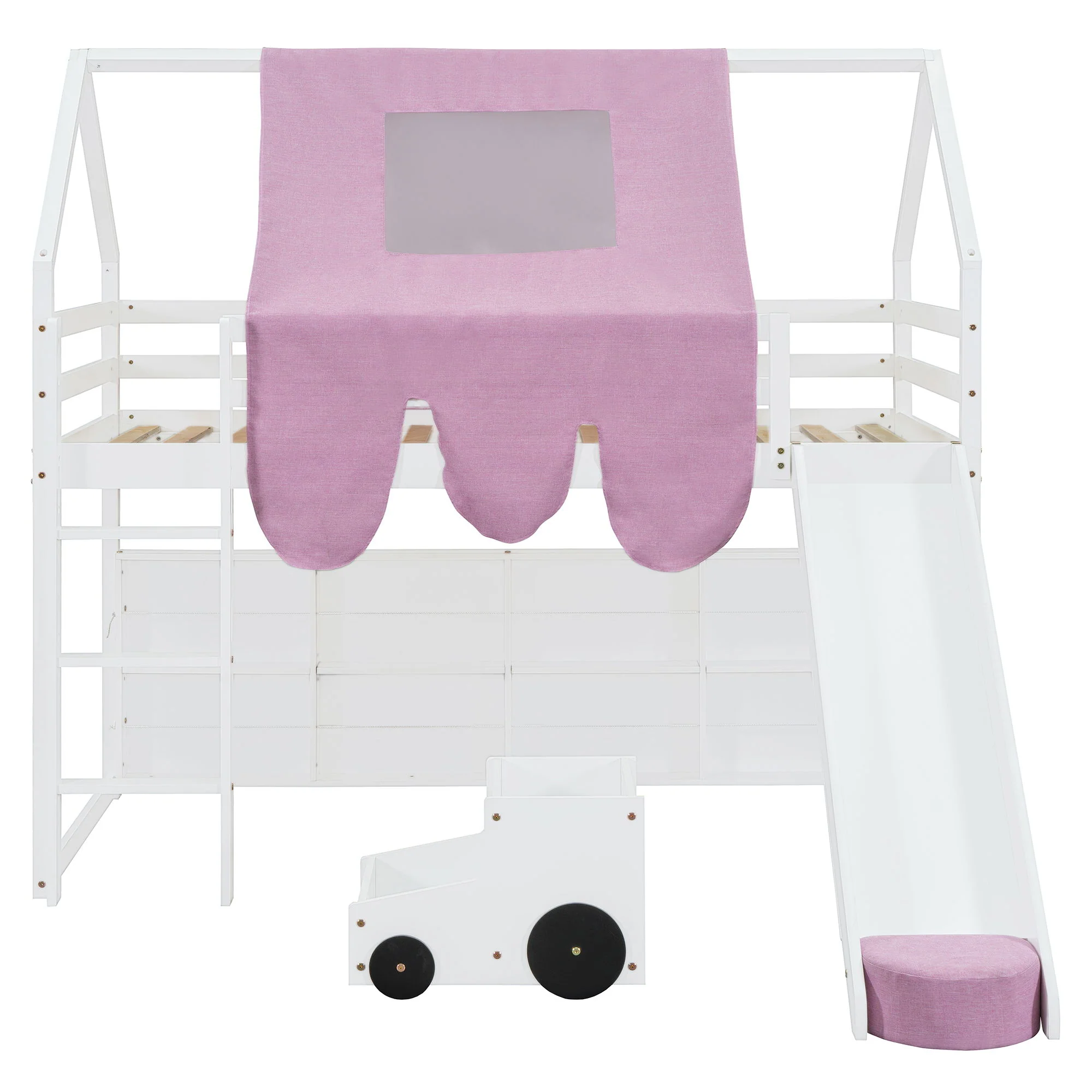 Loft Bed With House Shaped Frame And Tent - Image 33