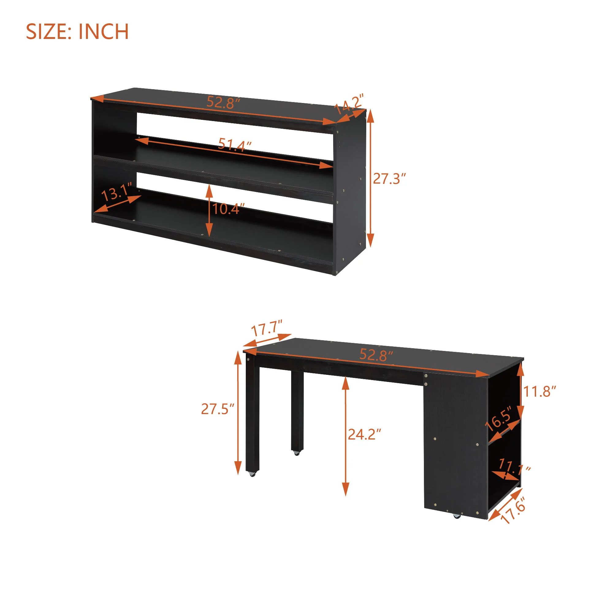 Loft Bed With Retractable Writing Desk And 3 Drawers With Storage Stairs And Shelves - Image 2
