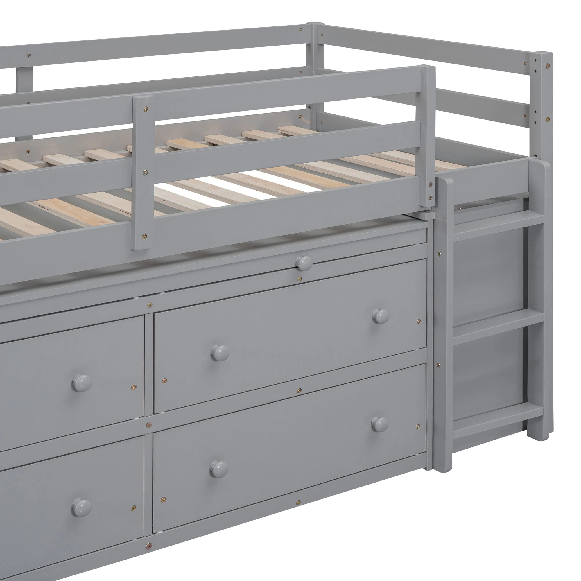 Loft Bed With Retractable Writing Desk And 4 Drawers, With Lateral Portable Desk And Shelves - Image 20