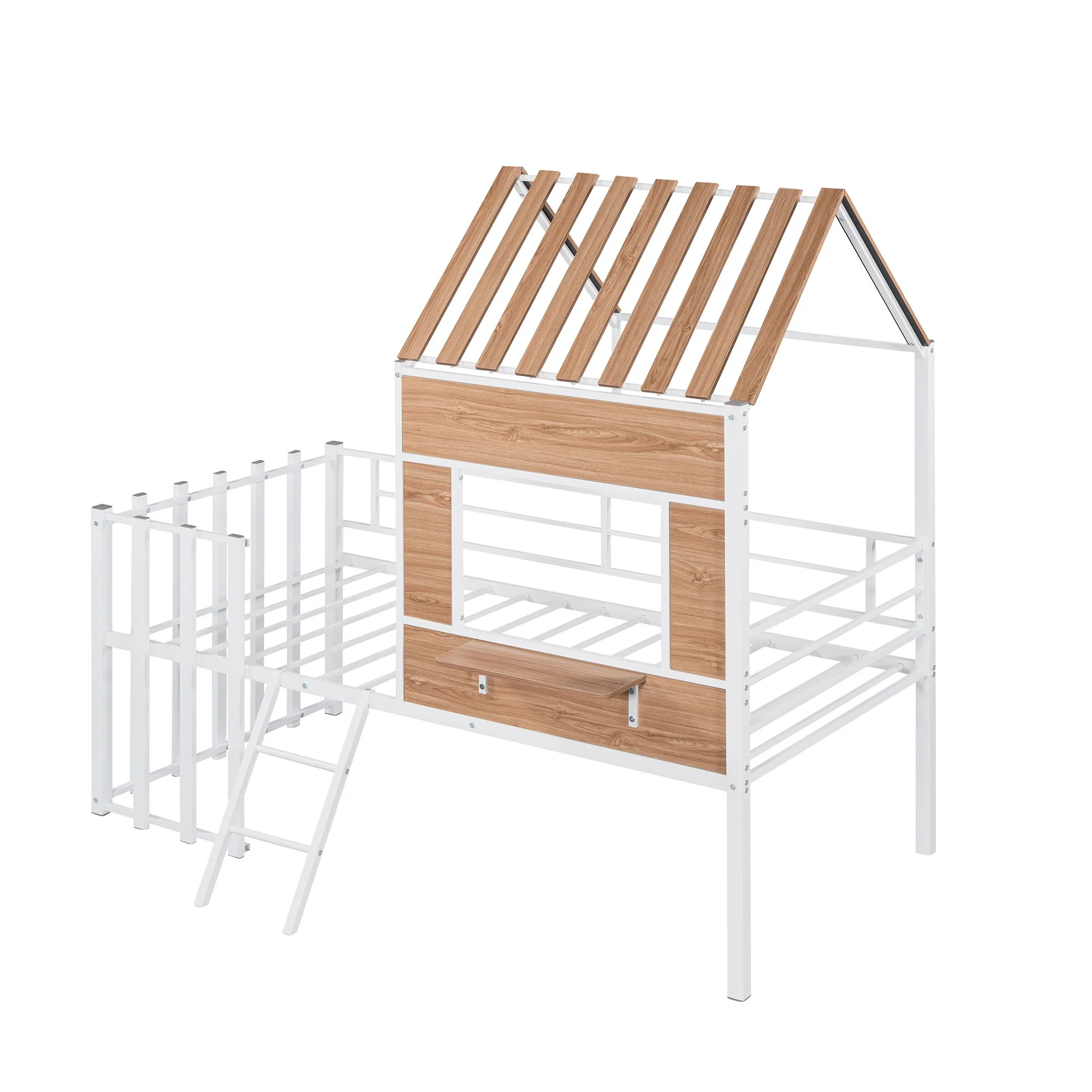 Loft Bed With Roof, Window, Guardrail, Ladder - Image 27