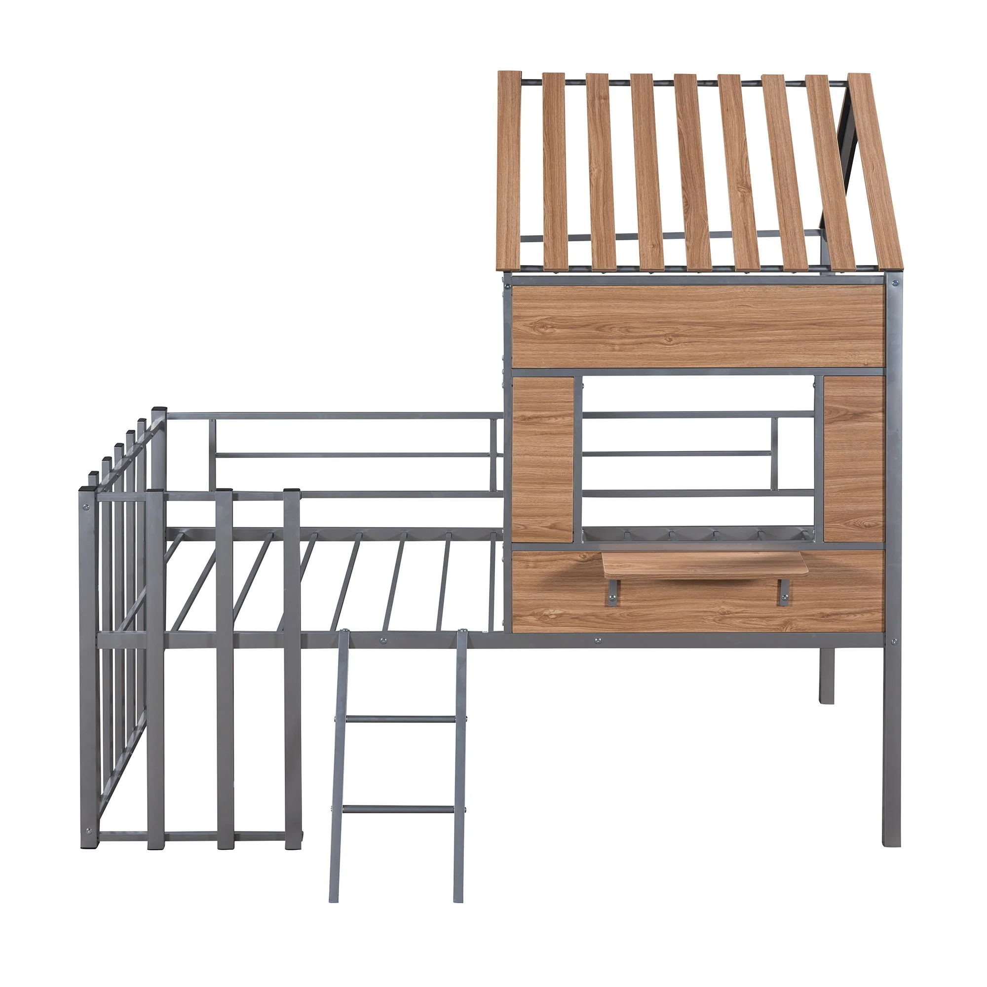 Loft Bed With Roof, Window, Guardrail, Ladder - Image 5