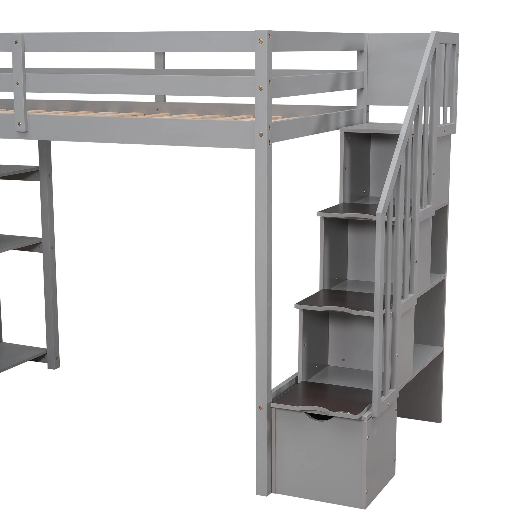 Loft Bed With Storage Drawers And Stairs With Shelves - Image 6