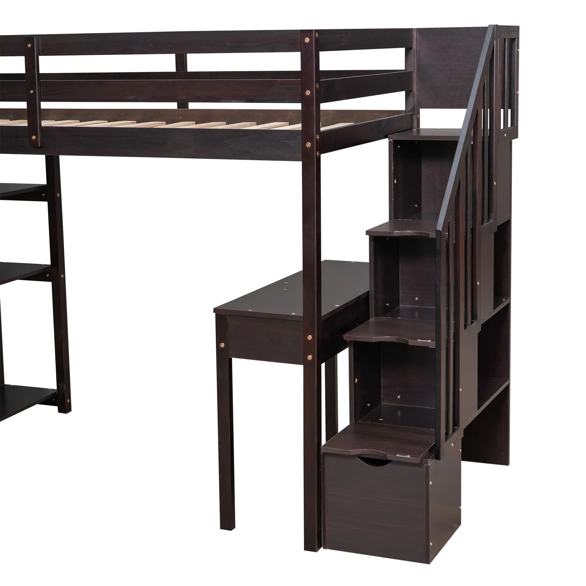 Loft Bed With Storage Drawers, Desk And Stairs With Shelves - Image 24