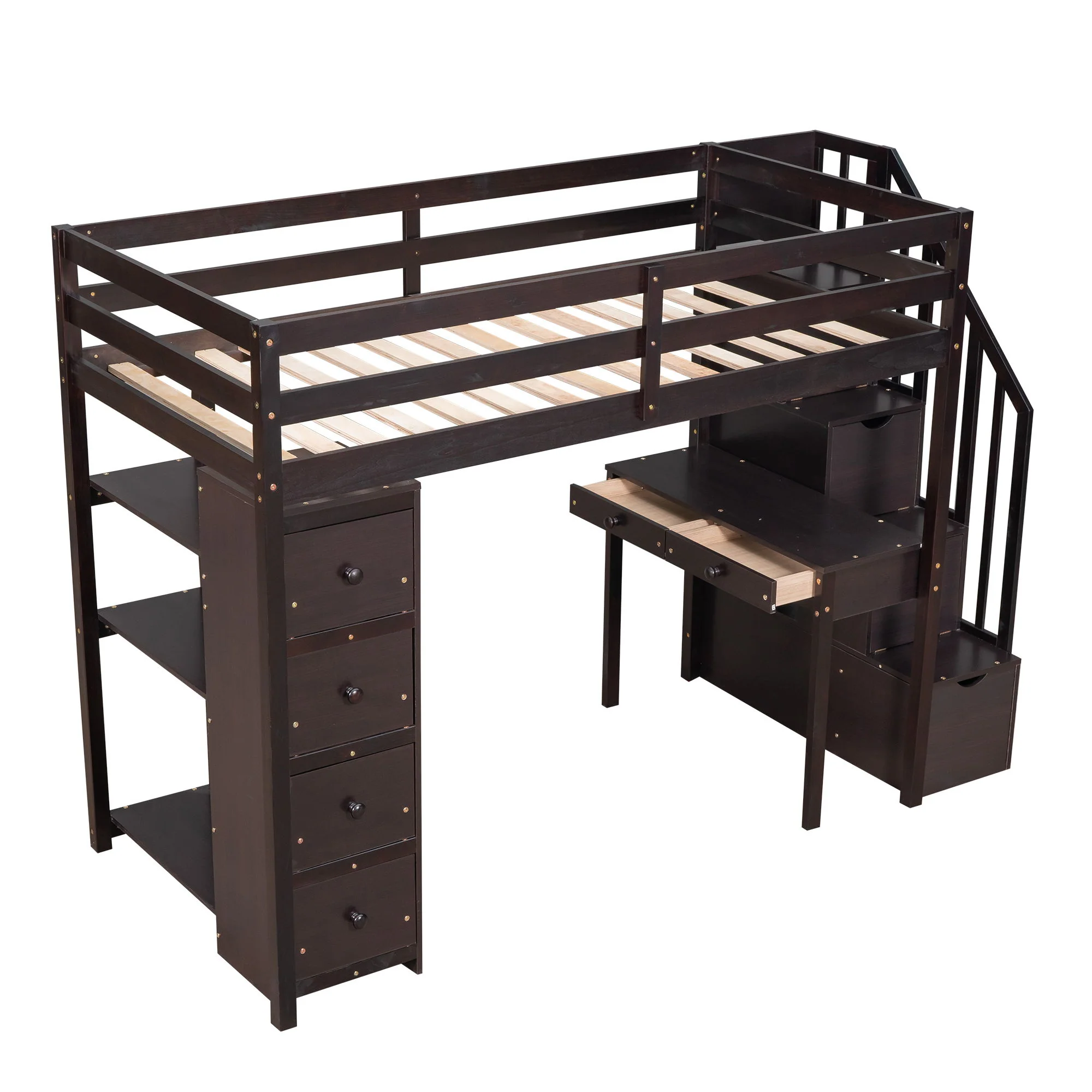 Loft Bed With Storage Drawers, Desk And Stairs With Shelves - Image 7