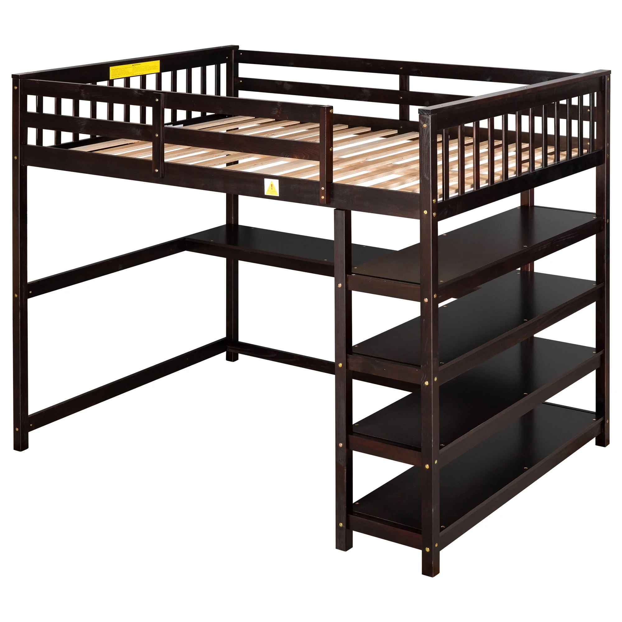 Loft Bed With Storage Shelves And Under Bed Desk - Image 3